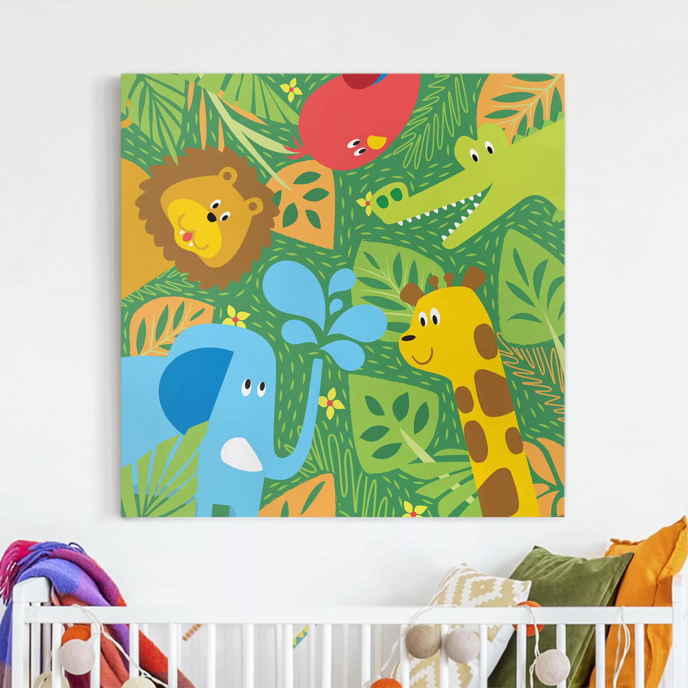 Leinwandbild Kinderzimmer - Quadrat Zootiere günstig online kaufen