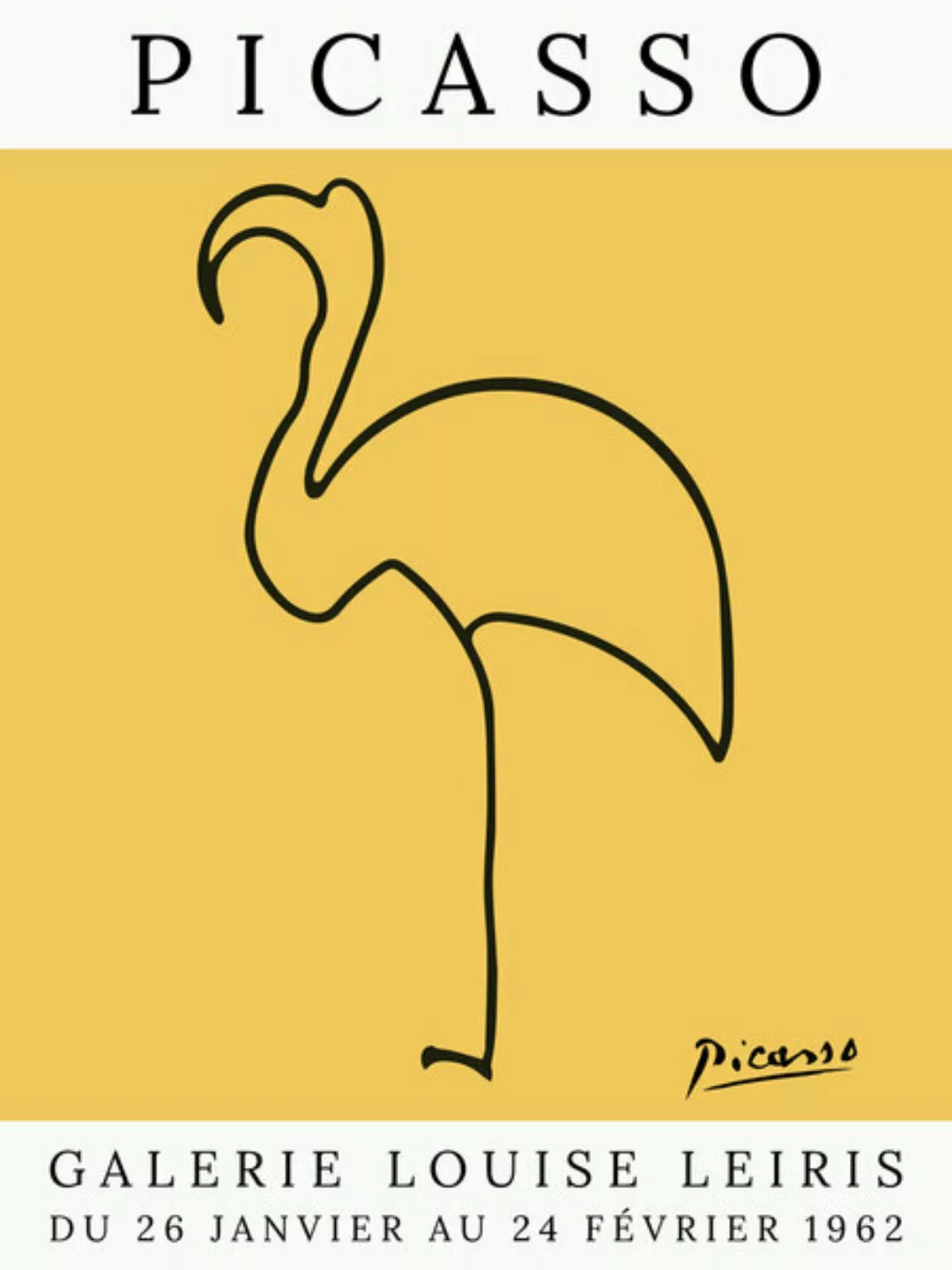 Poster / Leinwandbild - Picasso Flamingo – Gelb günstig online kaufen