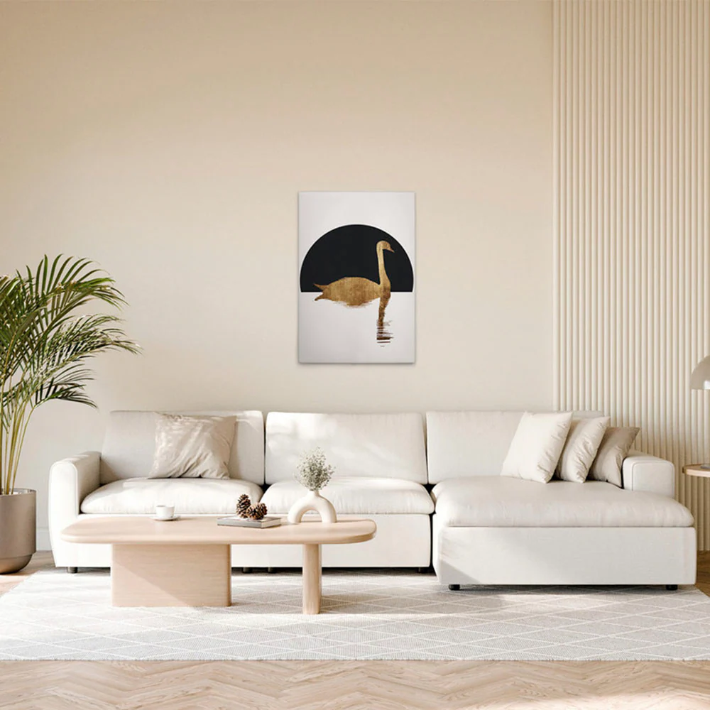 A.S. Création Leinwandbild "The Swan 1 - Wandbild Creme Schwarz Gold Keilra günstig online kaufen