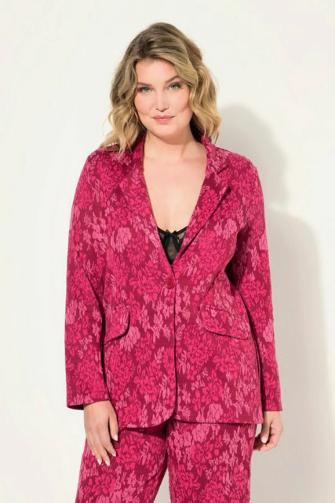 MIAMODA Blusenblazer Jersey-Blazer schmale Form Jacquard Blumenmuster günstig online kaufen