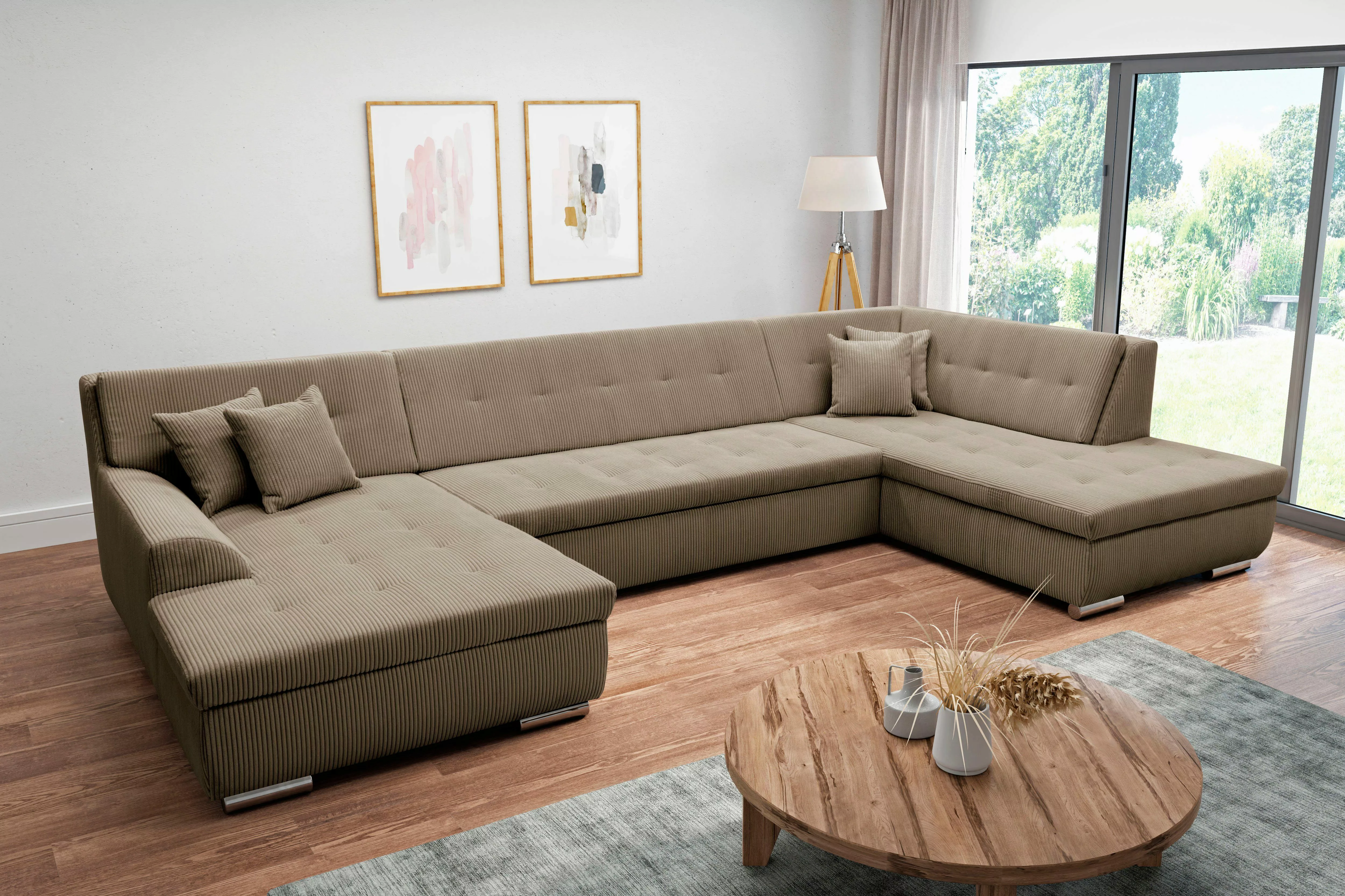 DOMO collection Wohnlandschaft "Treviso incl. Zierkissen, moderne Steppung, günstig online kaufen