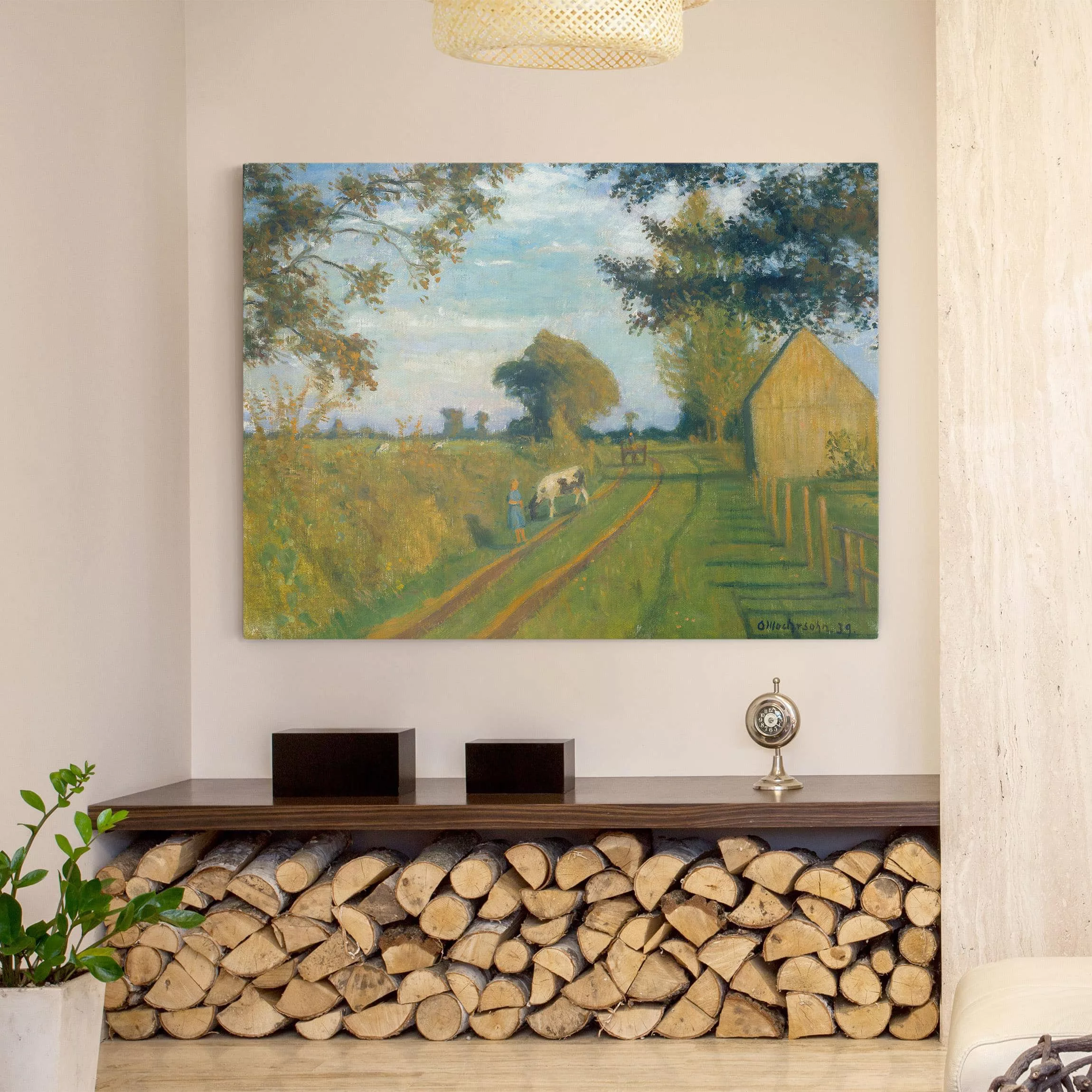 Leinwandbild - Querformat Otto Modersohn - Weg in der Abendsonne günstig online kaufen