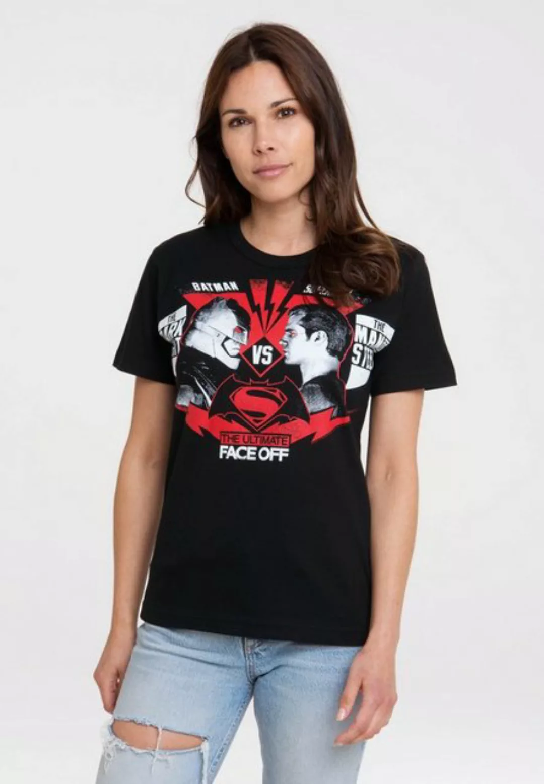 LOGOSHIRT T-Shirt Batman vs Superman - Face Off mit großem Superhelden-Prin günstig online kaufen