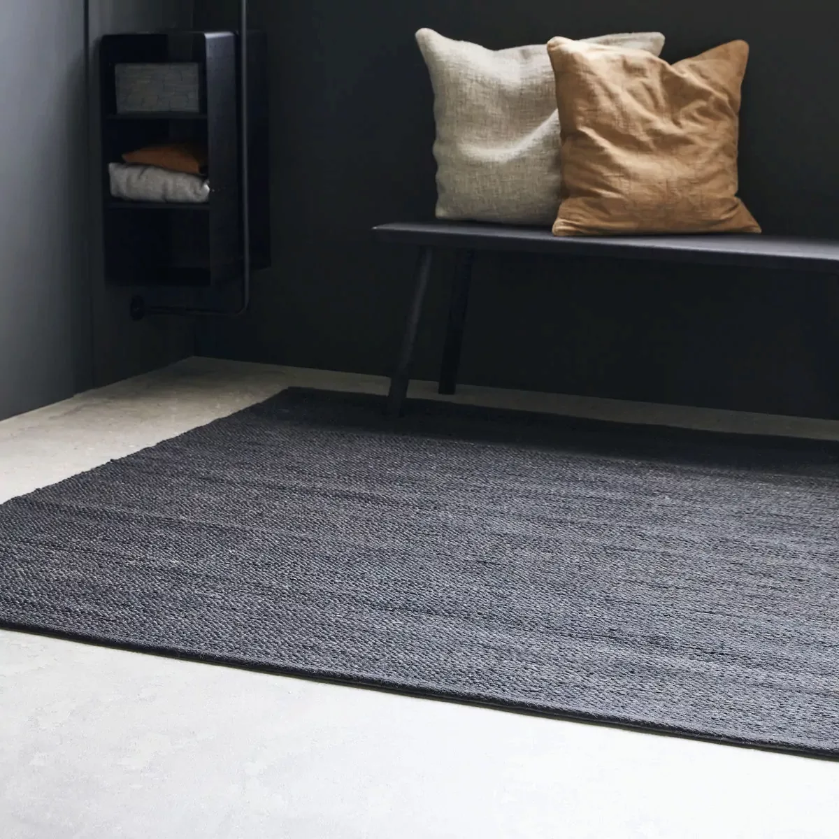 Teppich Hempi aus Jute und Baumwolle in Schwarz günstig online kaufen