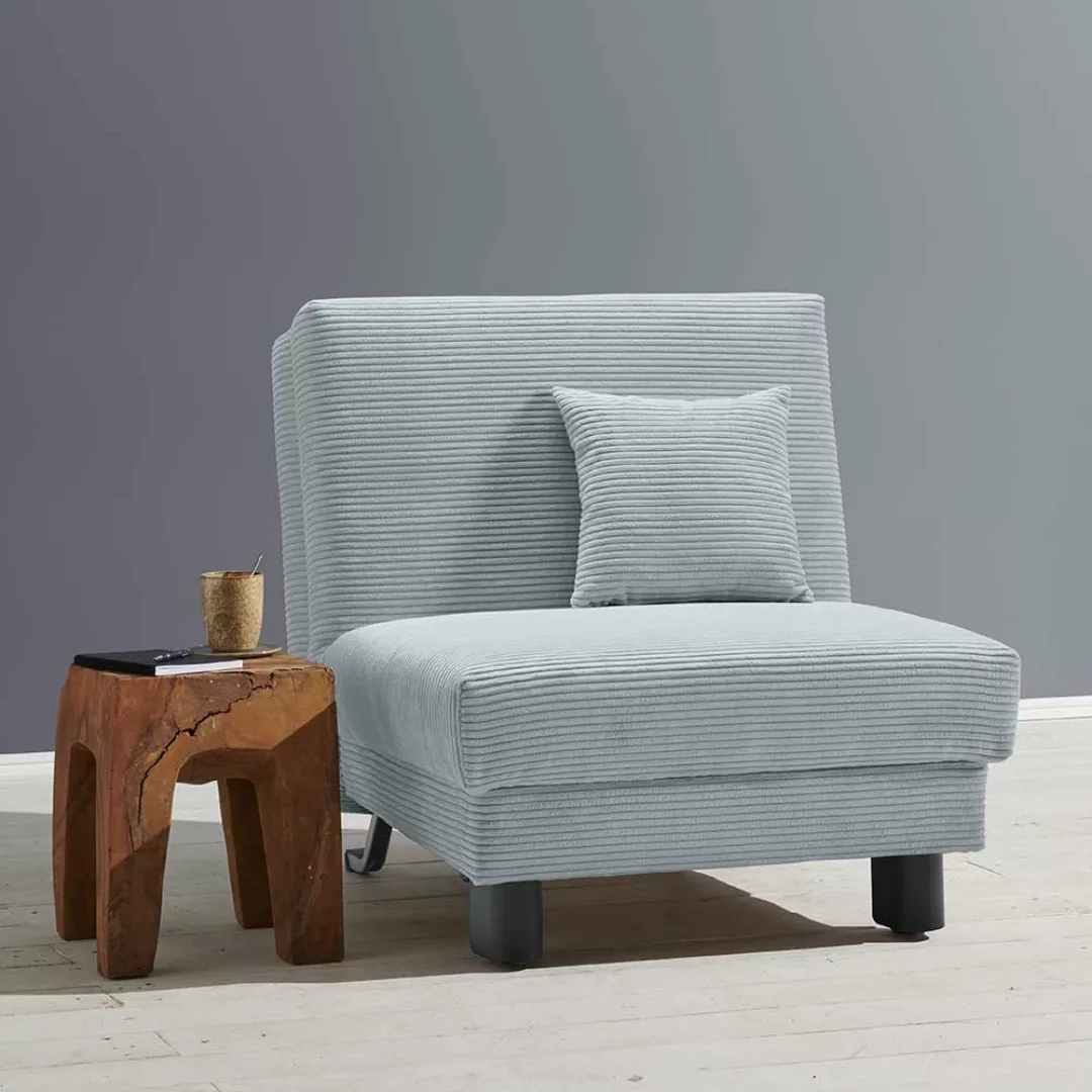 Sessel mit Bettfunktion in Hellblau Vierfußgestell aus Metall günstig online kaufen