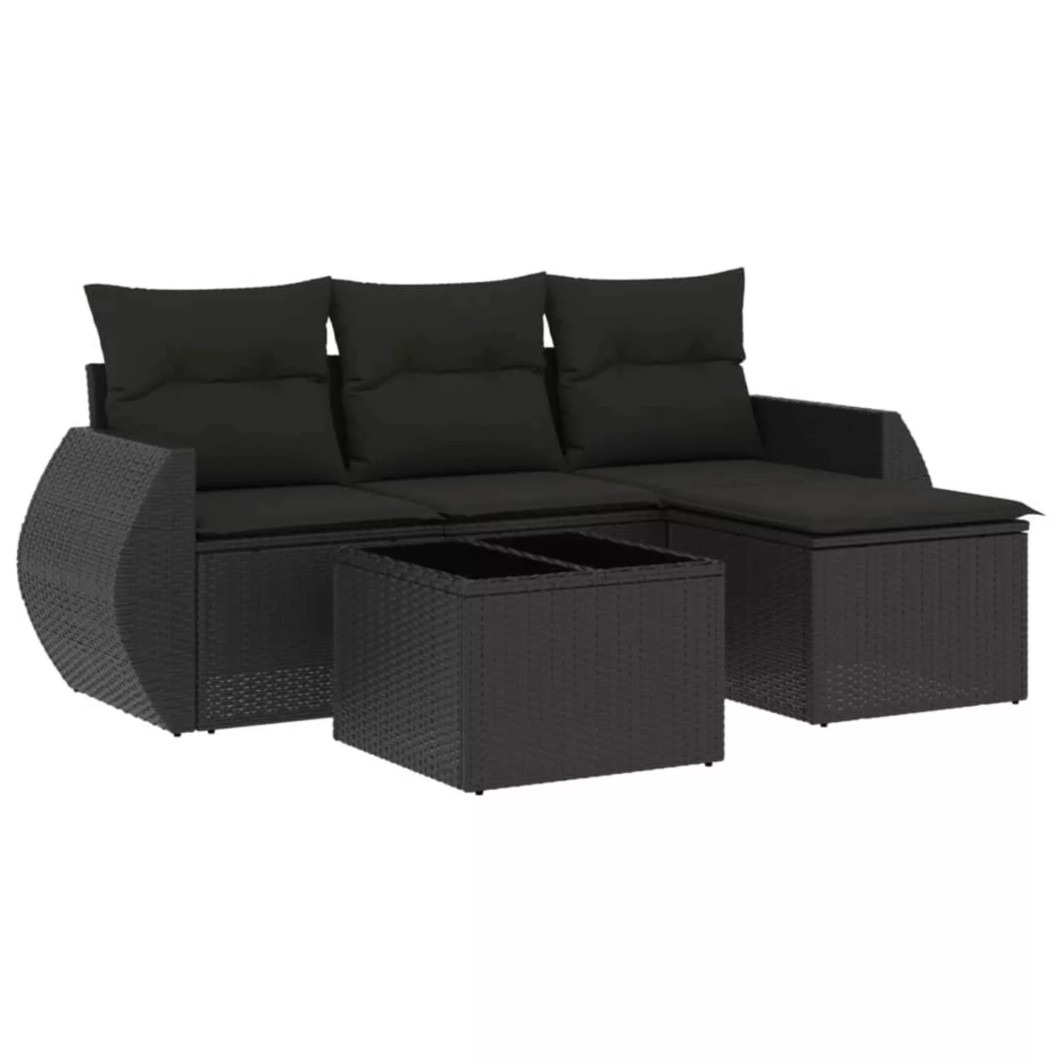 vidaXL 5-tlg Garten-Sofagarnitur mit Kissen Schwarz Poly Rattan Modell 122 günstig online kaufen