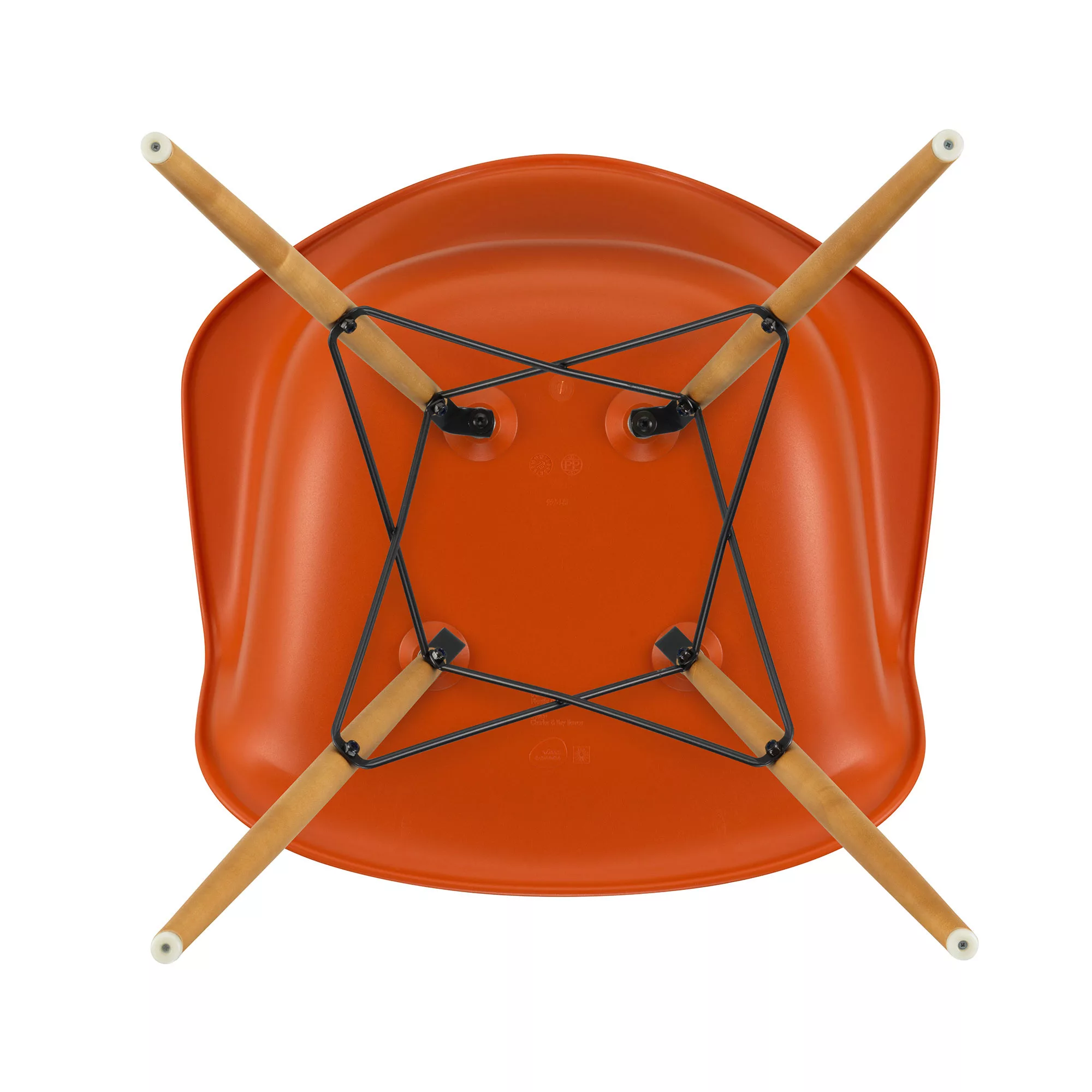 Vitra - Eames Plastic Armchair DAW Gestell Ahorn gelblich - rostiges orange günstig online kaufen