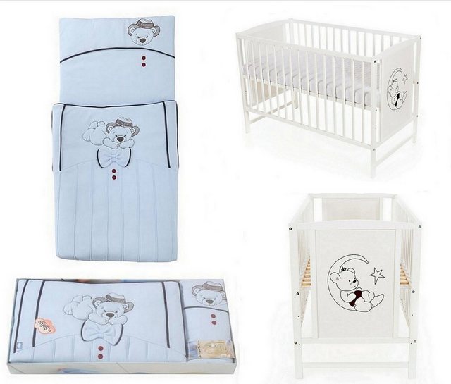 hopsibaby Komplettbett Kinderbett Gitterbett 60x120 komplett Bio- Garnitur günstig online kaufen