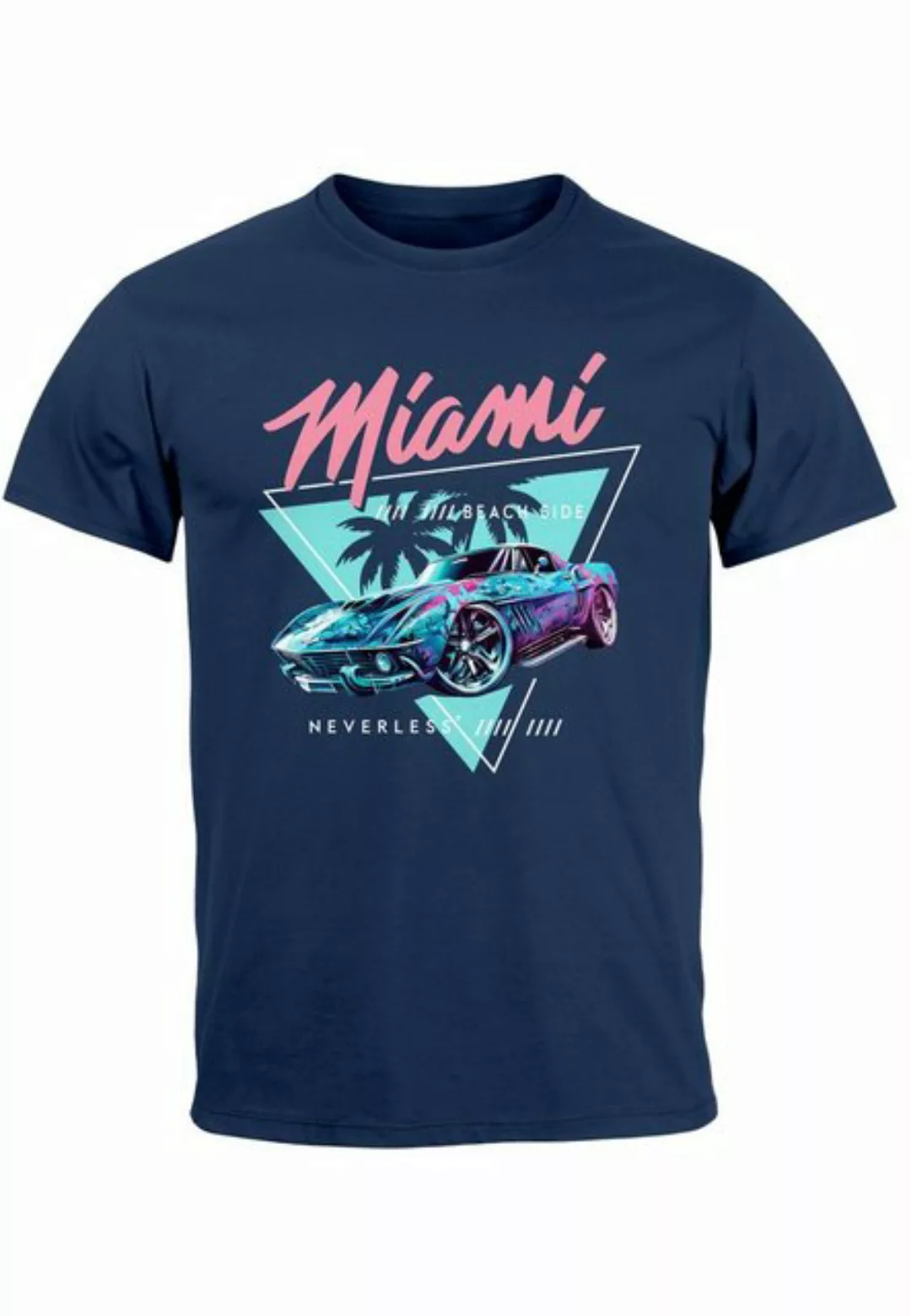 Neverless Print-Shirt Herren T-Shirt Bedruckt Miami Beach Surfing Motiv USA günstig online kaufen