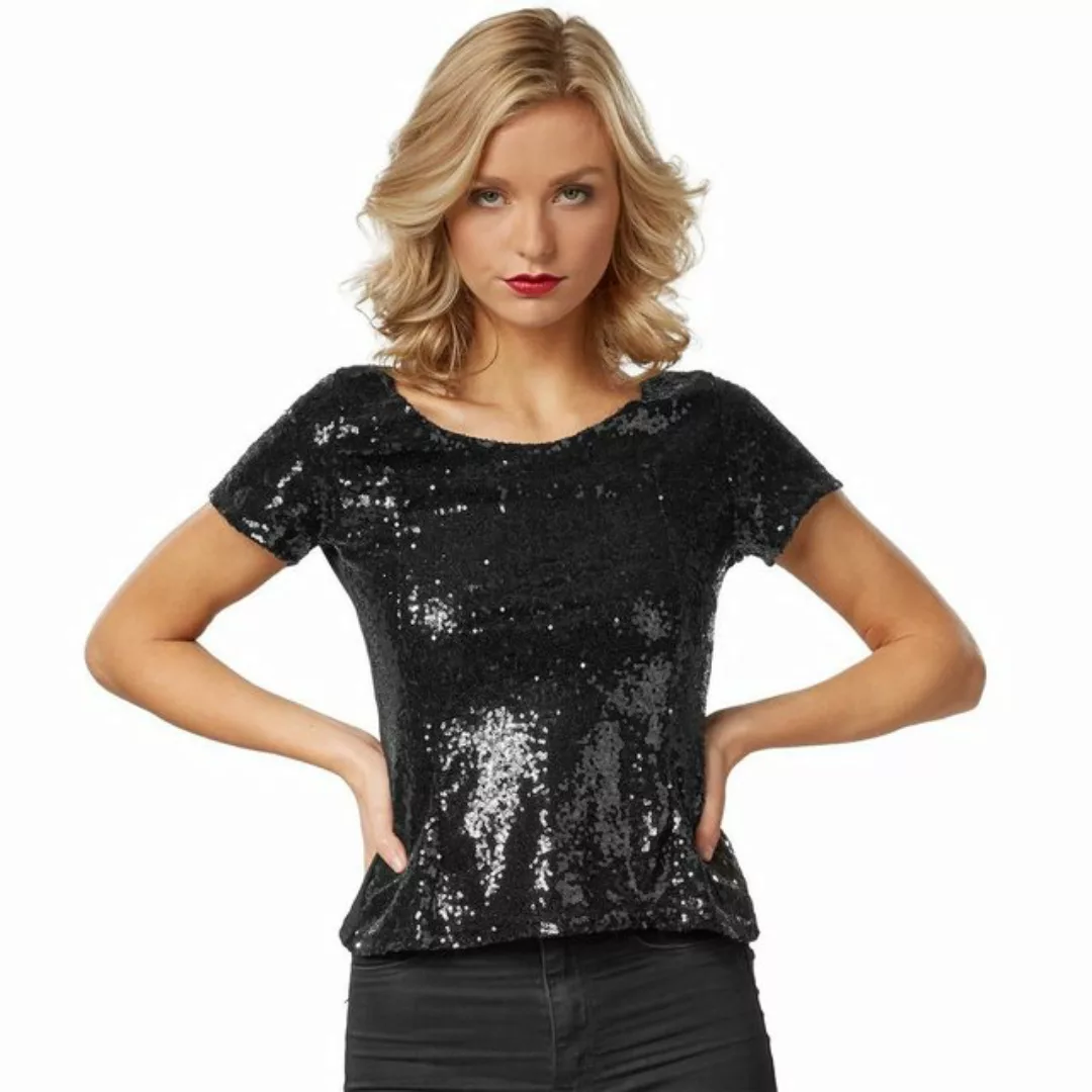 dressforfun T-Shirt Pailletten-Kurzarm-Shirt Rundhals günstig online kaufen