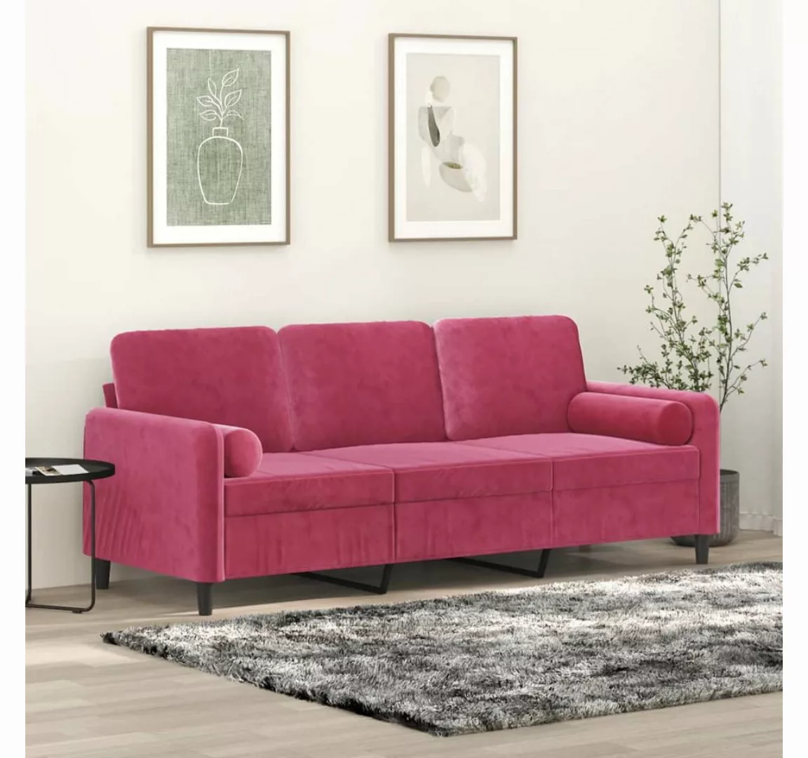 vidaXL Sofa Sofa mit Zierkissen Samt, 180 cm, 3-Sitzer günstig online kaufen