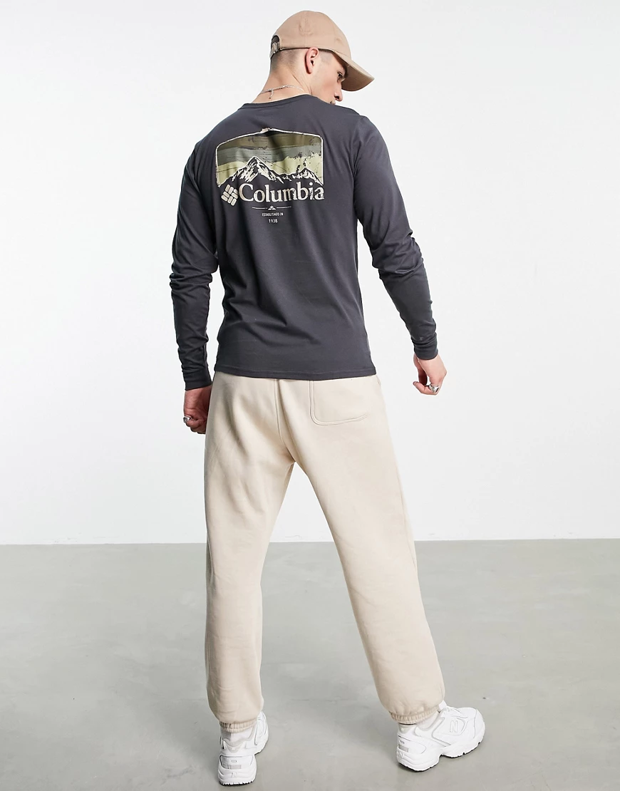 Columbia – Pikeqood – Langärmliges Shirt in Schwarz mit Rückenprint günstig online kaufen