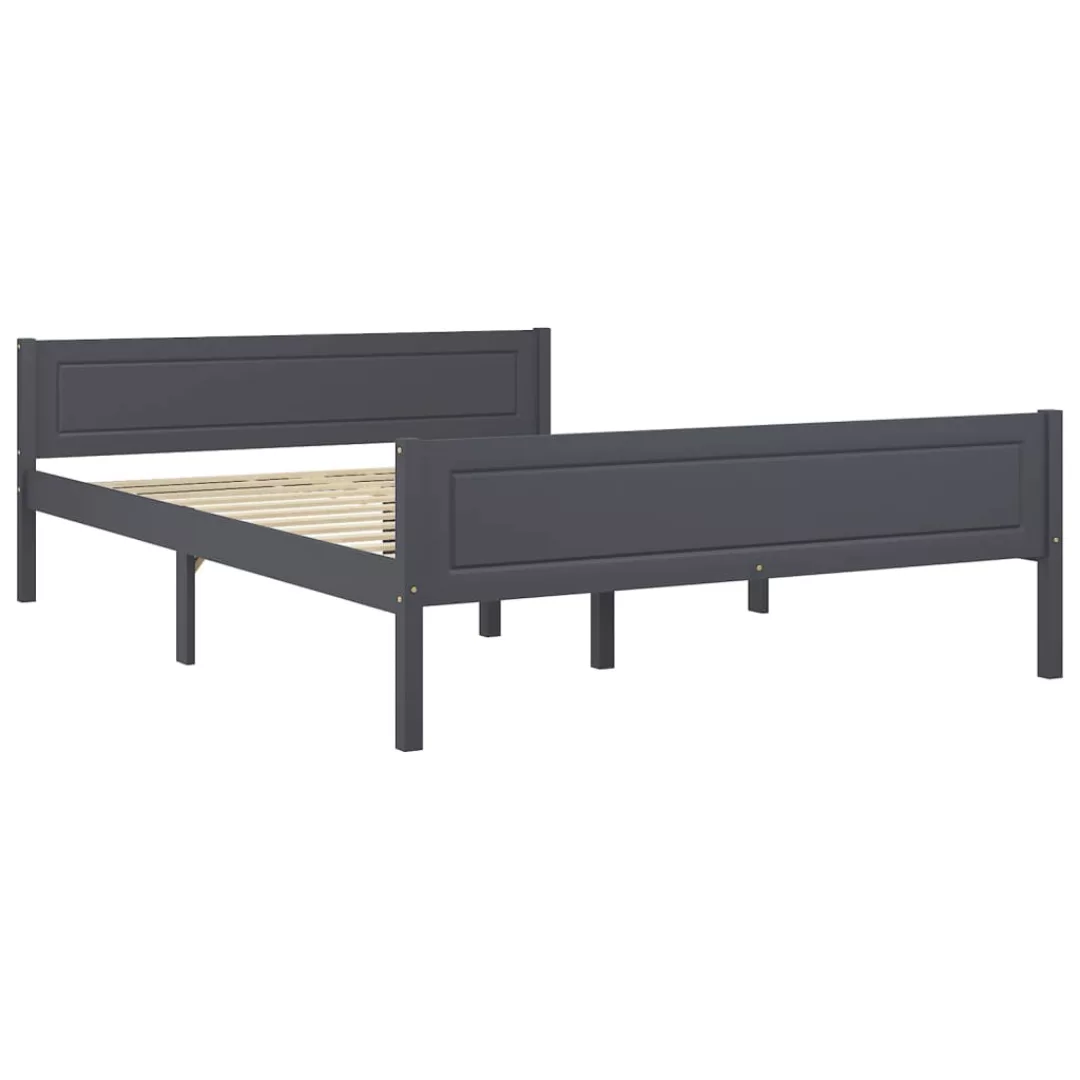 vidaXL Bettgestell Massivholzbett Kiefer Grau 160x200 cm Doppelbett Bett Be günstig online kaufen