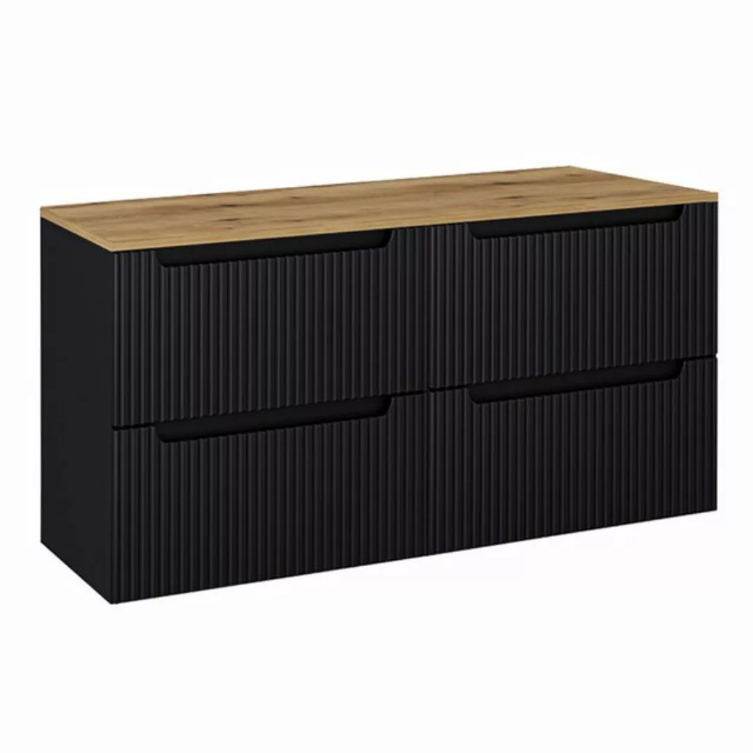 Lomadox Waschbeckenschrank NEWPORT-56-BLACK 120cm, in schwarz mit Eiche, ge günstig online kaufen