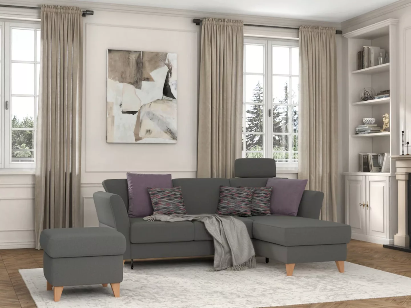 sit&more Ecksofa »Visby L-Form«, Wahlweise mit Bettfunktion und Bettkasten, günstig online kaufen