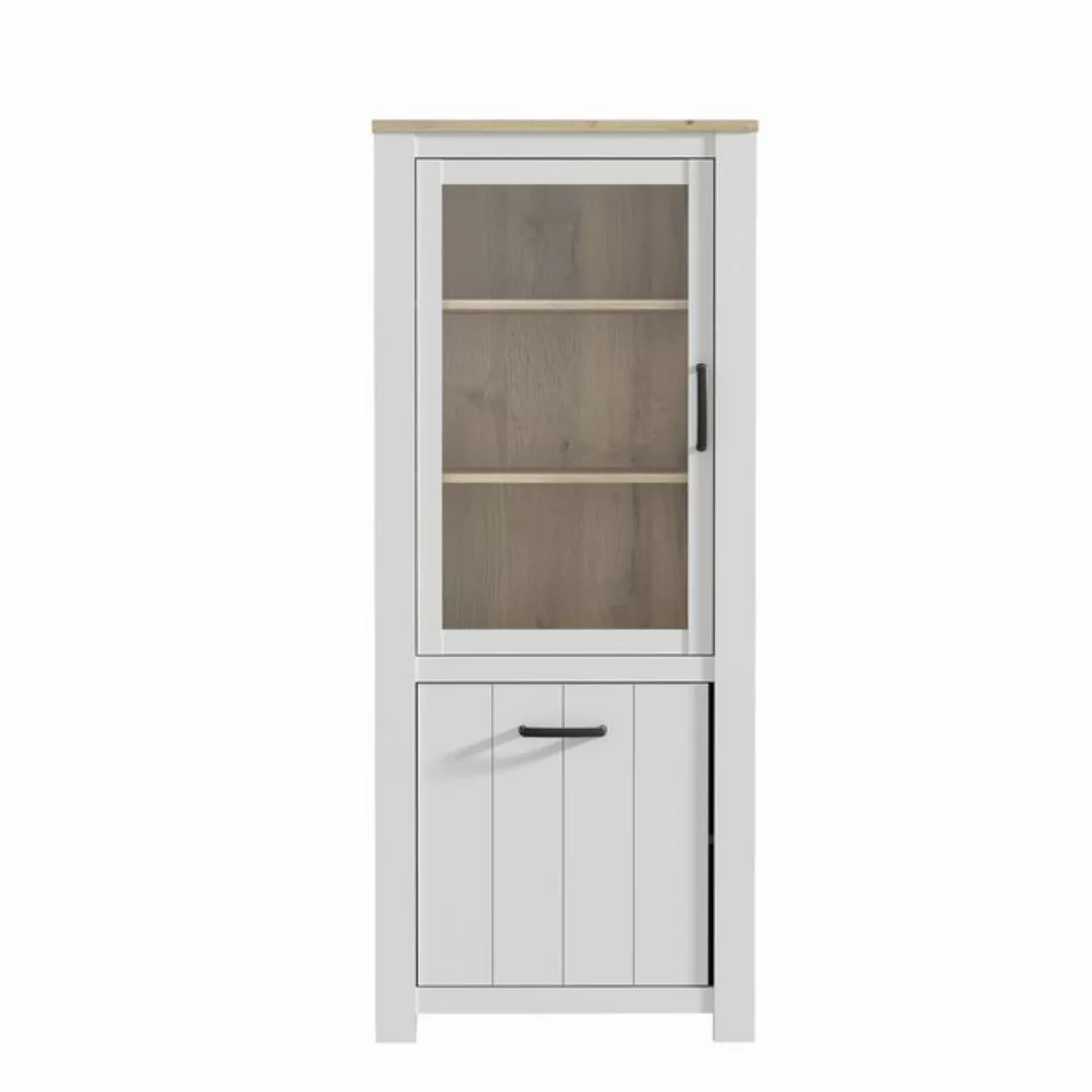 freiraum Vitrine ELARA in Weiss Matt/Bianco Eiche - 76,9x185,5x42,2 (BxHxT) günstig online kaufen