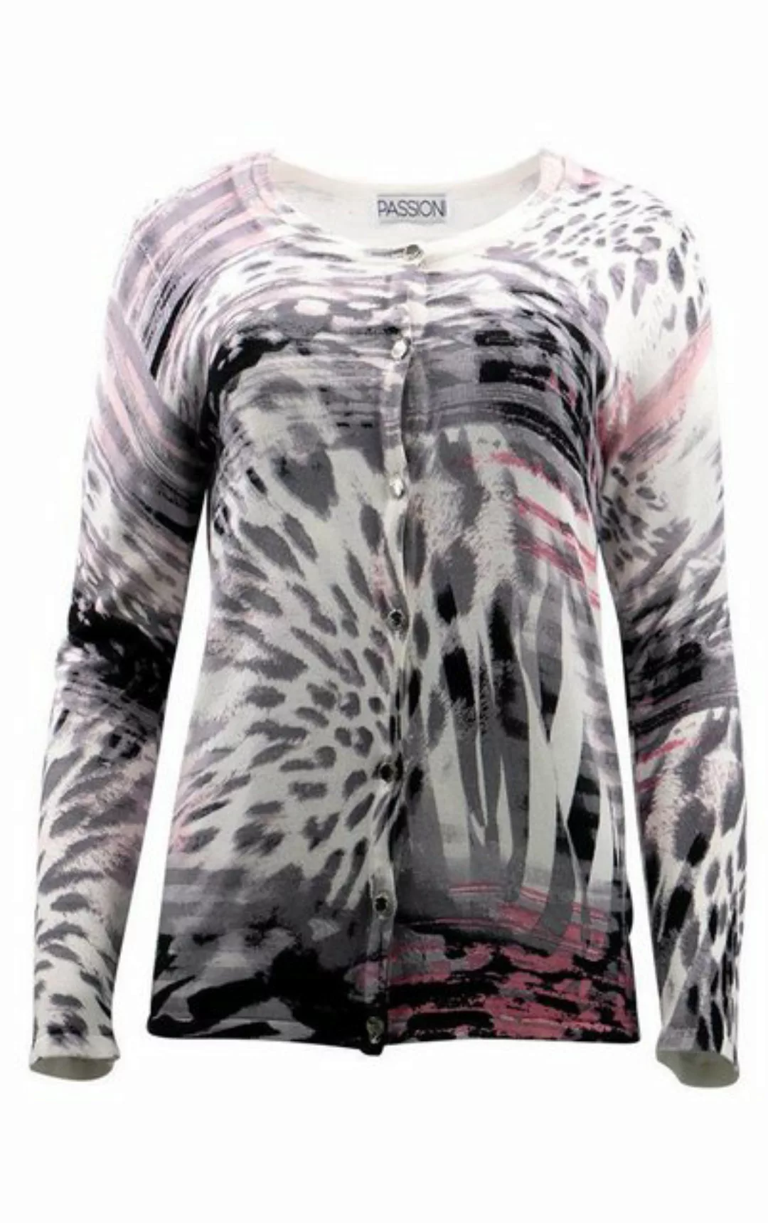 Passioni 2-in-1-Strickjacke Twinset mit abstraktem Allover-Animal-Print günstig online kaufen