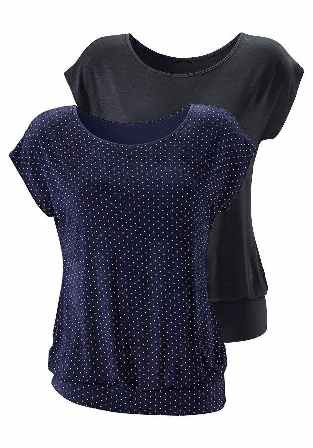 LASCANA Longshirt "mit breitem Bund", (2er-Pack), aus weichem Viskose-Stret günstig online kaufen