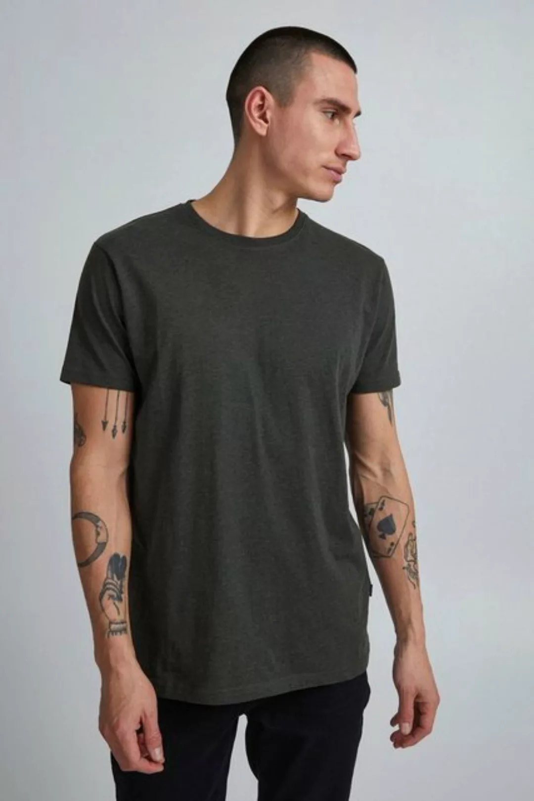 !Solid T-Shirt Einfarbiges Rundhals Basic T-Shirt (1-tlg) 4115 in Dunkelgra günstig online kaufen