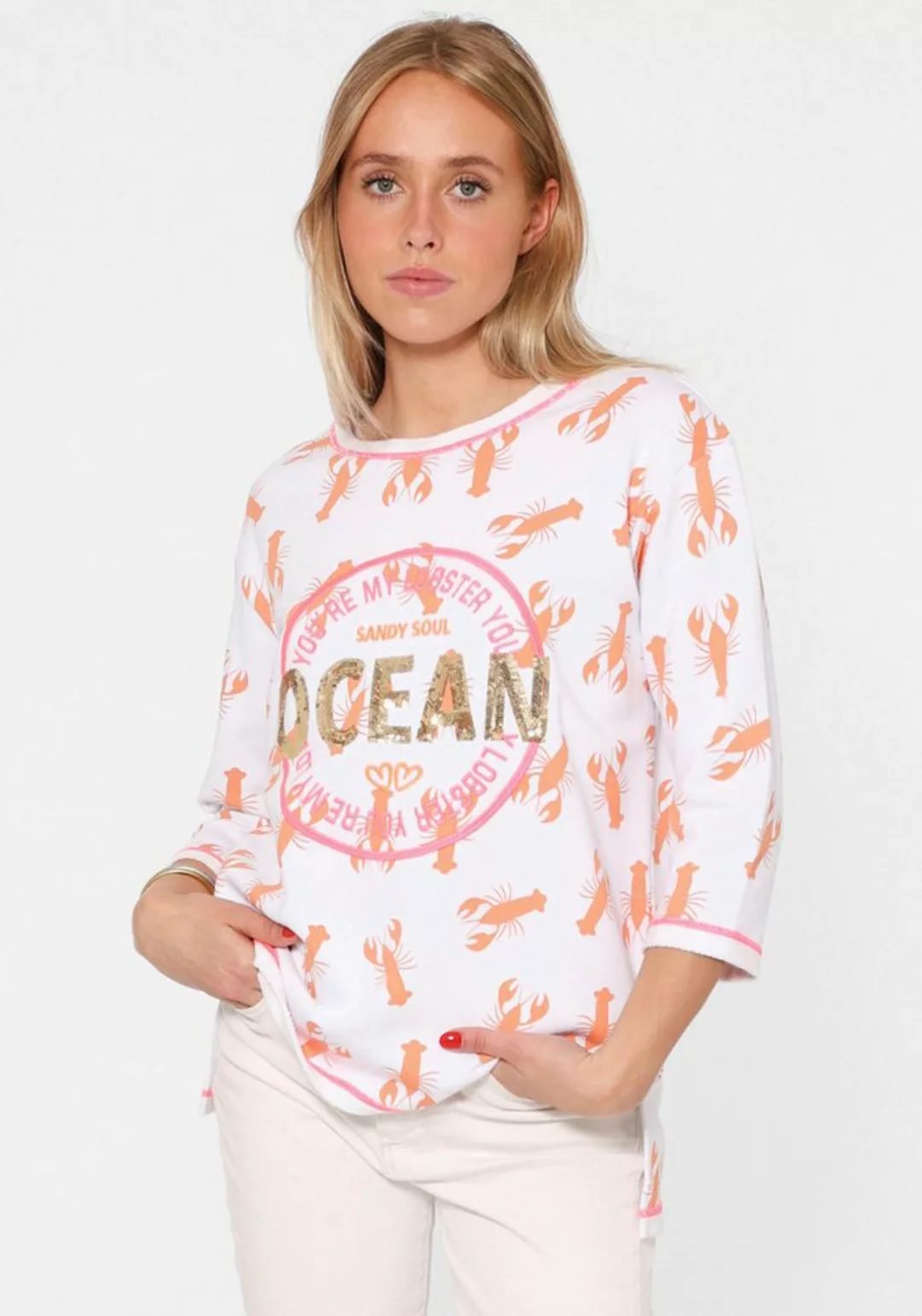 Zwillingsherz Langarmshirt Shirt "Ocean Sandy Soul" mit Zebramuster und Fro günstig online kaufen