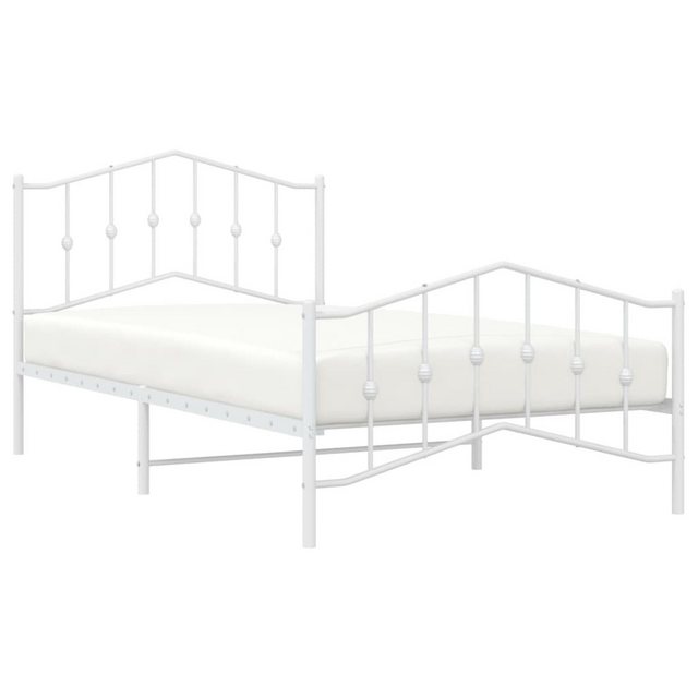 vidaXL Bett Bettgestell mit Kopf- und Fußteil Metall Weiß 100x200 cm günstig online kaufen