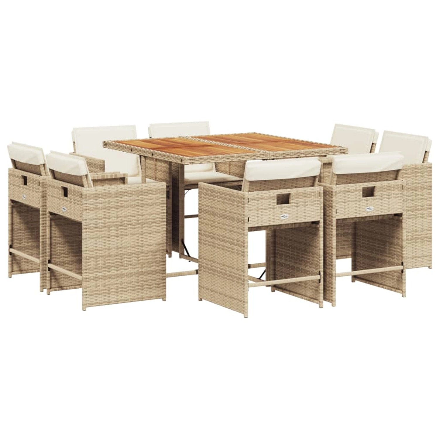 vidaXL 9-tlg Garten-Essgruppe mit Kissen Beige Poly Rattan Modell 16 günstig online kaufen