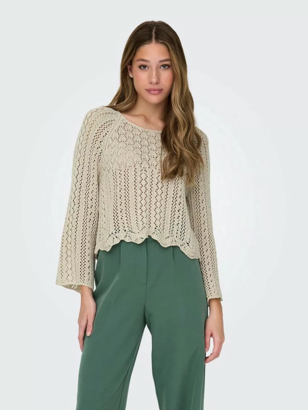 ONLY Strickpullover Eleganter Strickpullover 3/4 Arm Shirt Pointelle Sweate günstig online kaufen