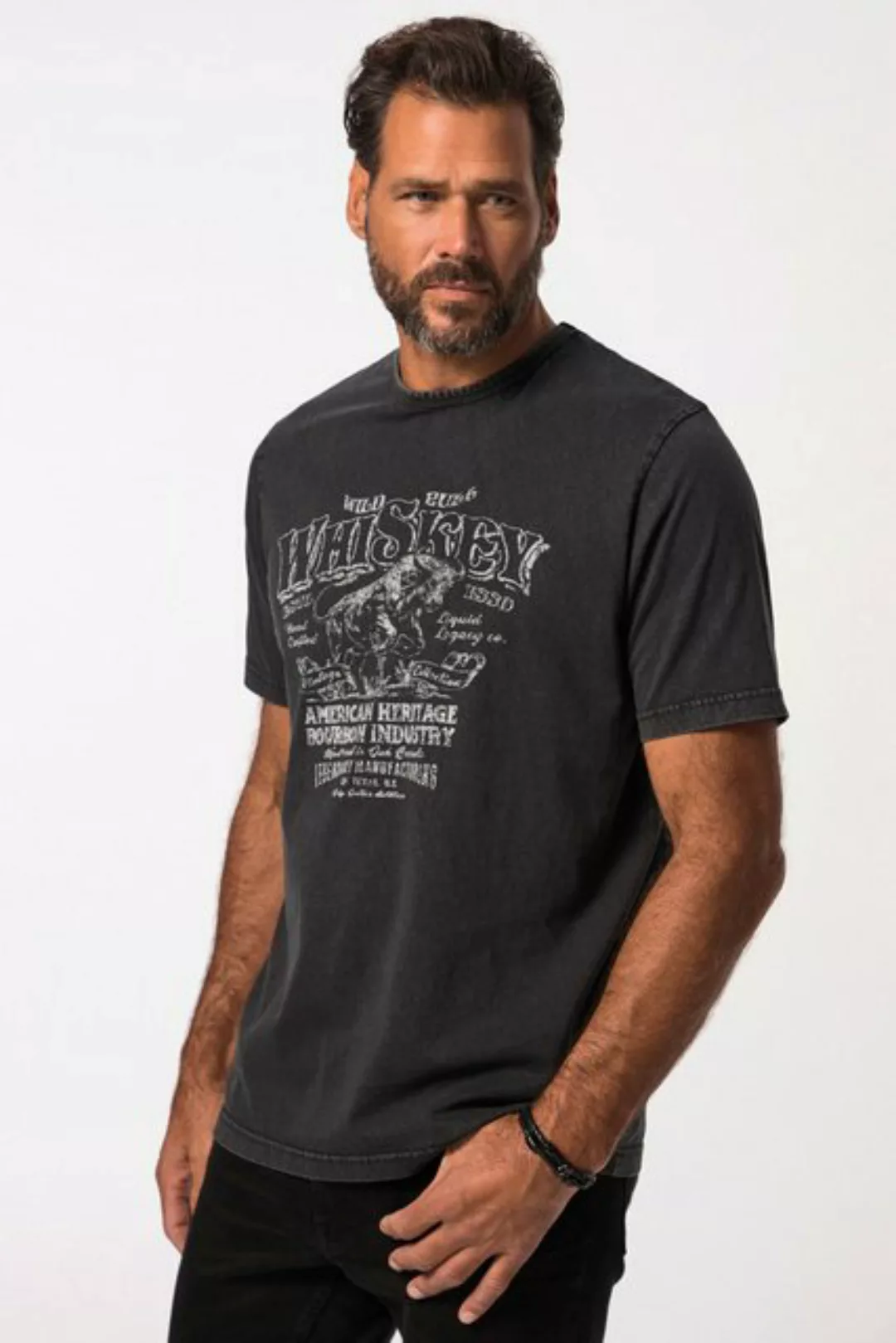 JP1880 T-Shirt T-Shirt Halbarm Whiskey-Print Vintage-Look bis 8XL günstig online kaufen