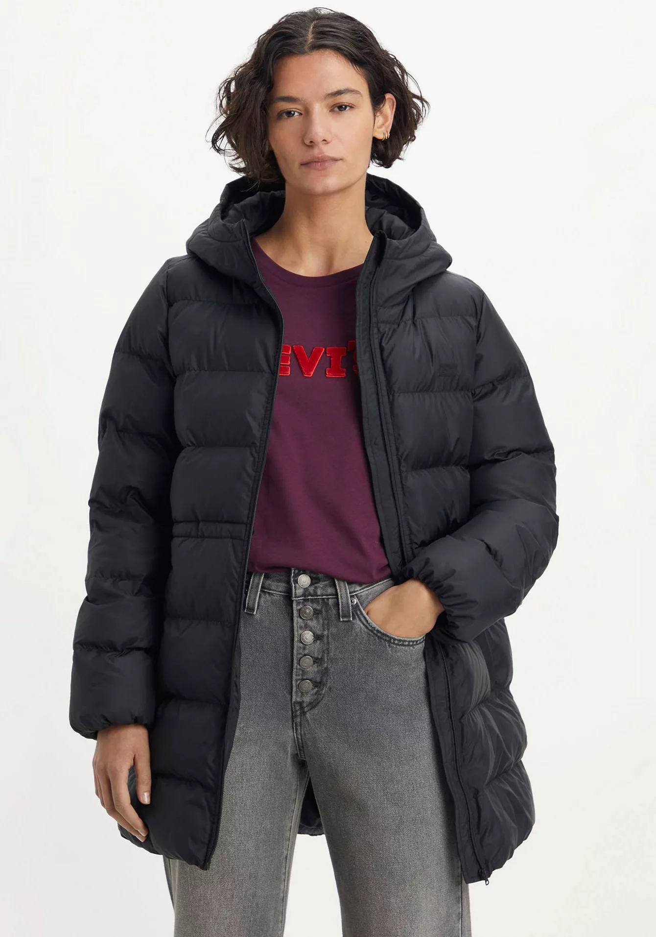 Levis Winterjacke "HOODED MIDI BLACKS", mit Kapuze günstig online kaufen