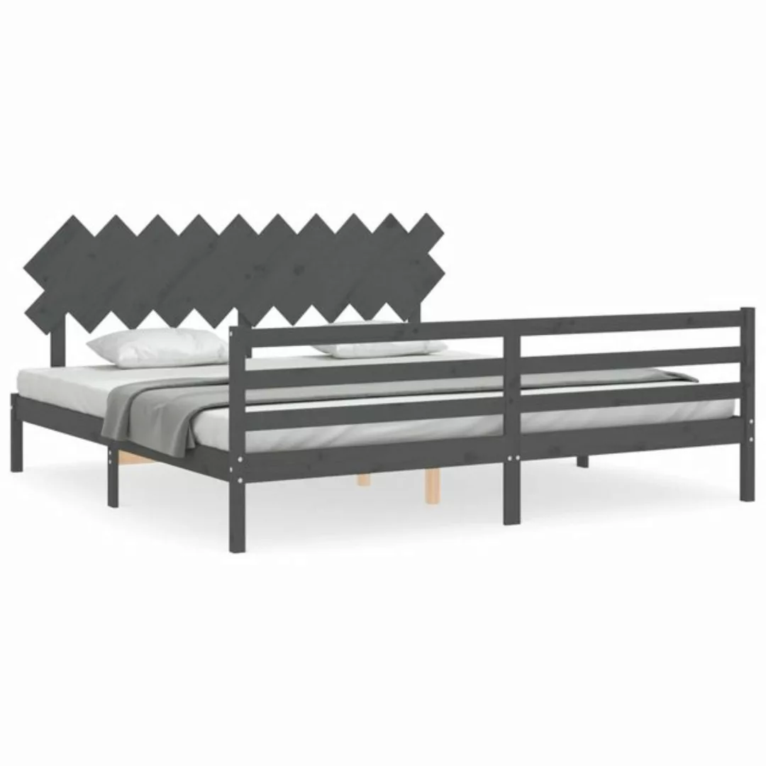 vidaXL Bett Massivholzbett mit Kopfteil Schwarz 200x200 cm günstig online kaufen