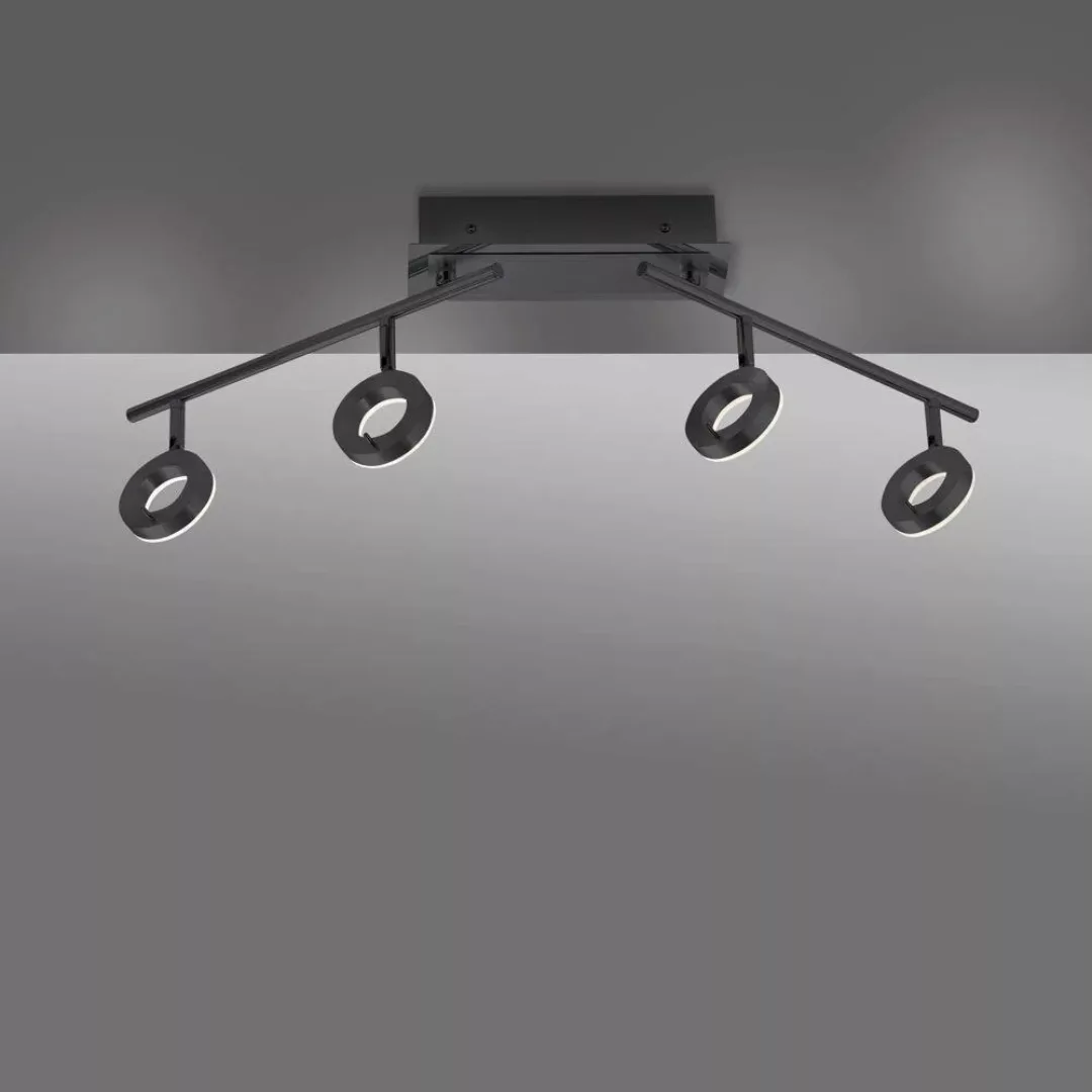 LED Deckenleuchte Sileda in Schwarz 4x 6,4W 3400lm IP44 günstig online kaufen