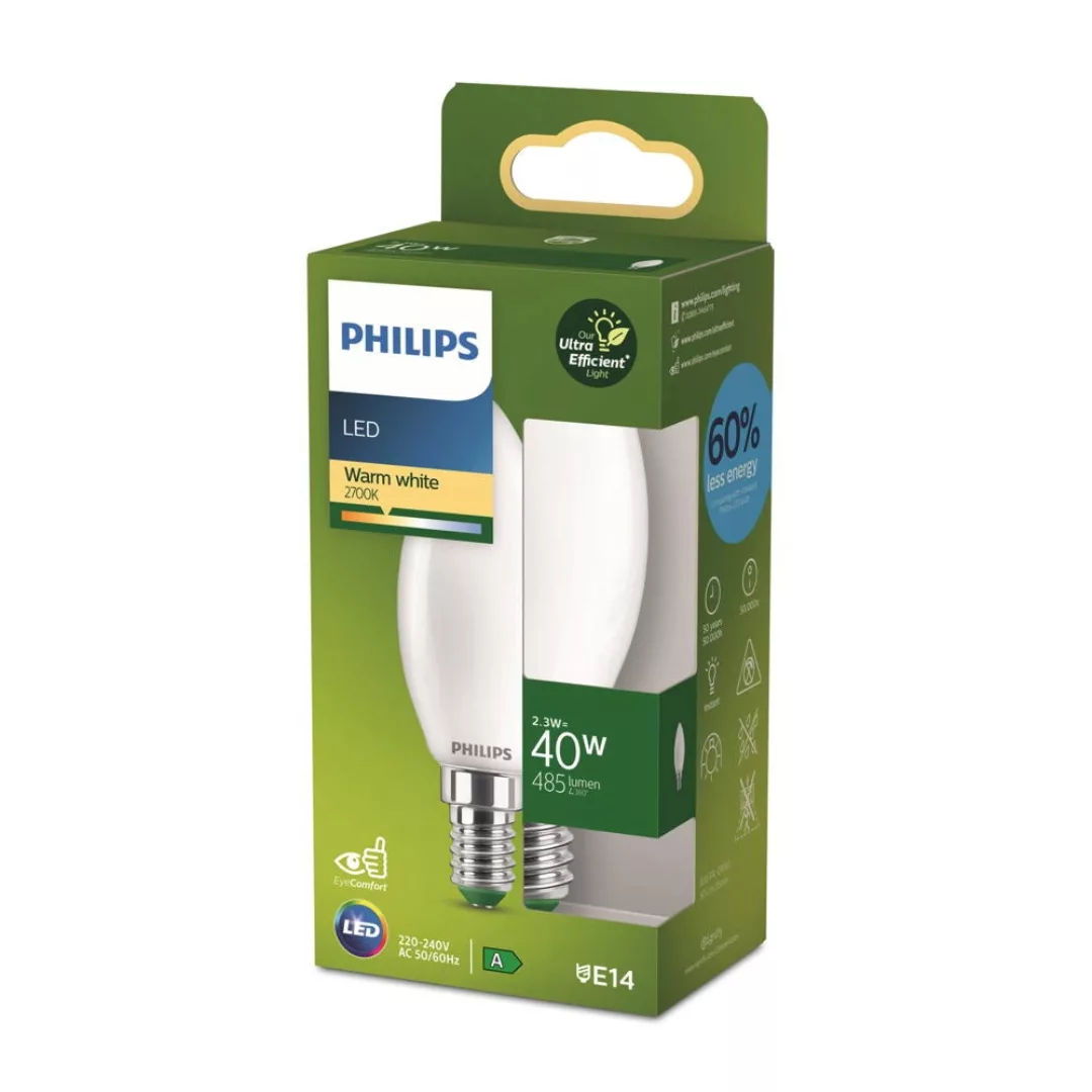 Philips LED-Leuchtmittel E14 Kerzenform 2,3 W 485 lm 9,7 x 3,5 cm Matt günstig online kaufen