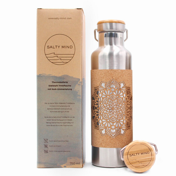 Trinkflasche Edelstahl Mit Korkmantel - Mandala - 750ml günstig online kaufen