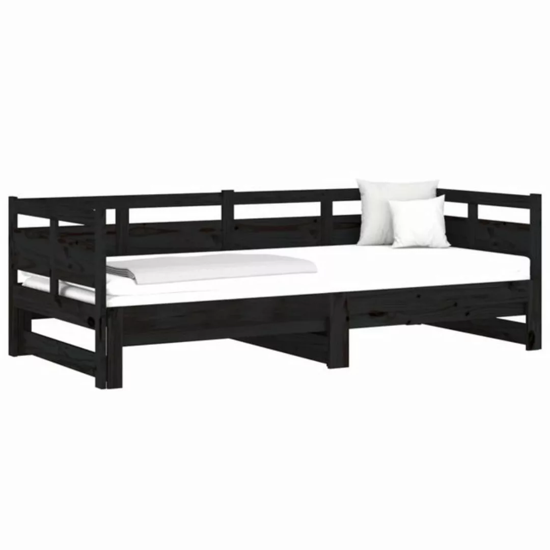 furnicato Bett Tagesbett Ausziehbar Schwarz Massivholz Kiefer 2x(80x200) cm günstig online kaufen