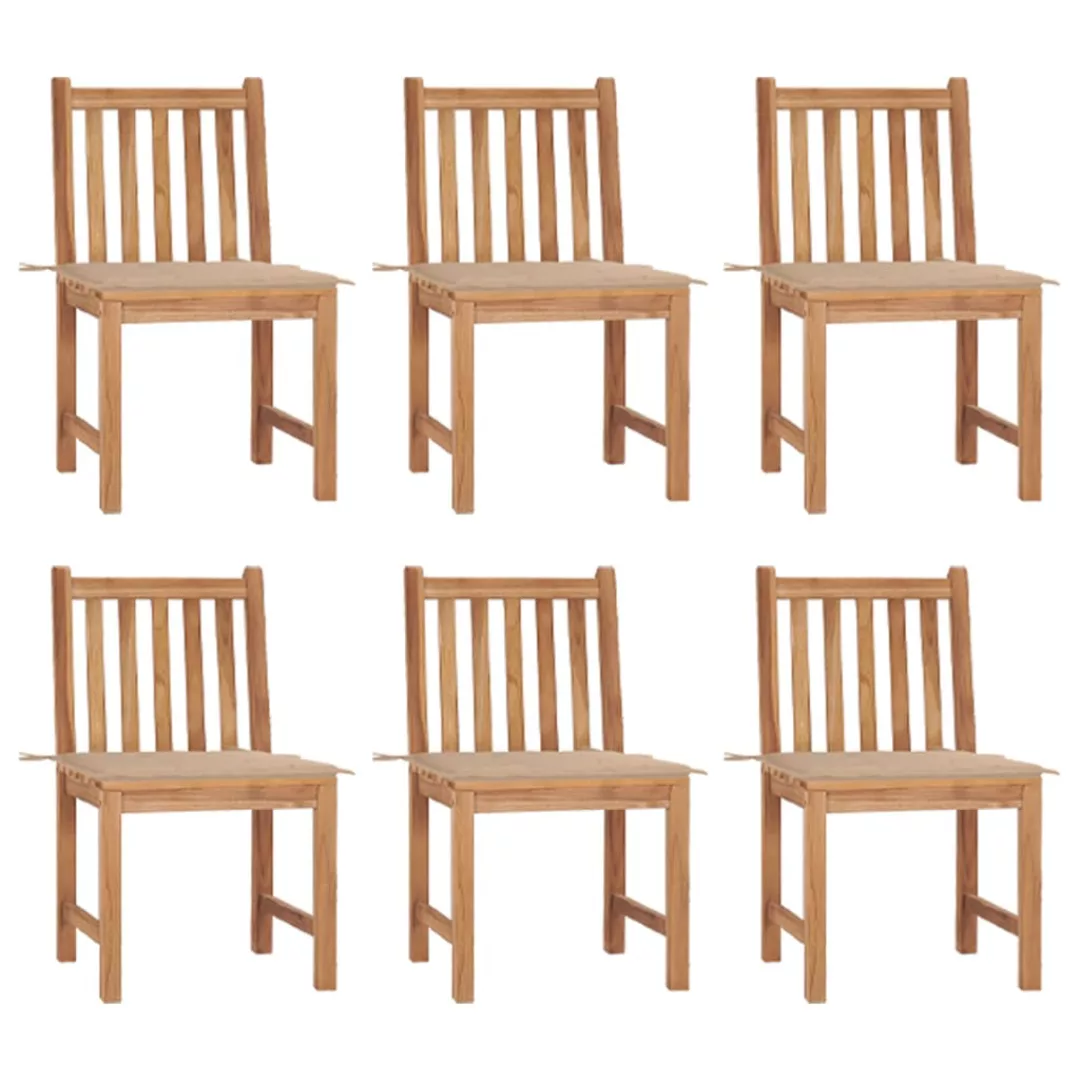 Gartenstühle 6 Stk. Mit Kissen Massivholz Teak günstig online kaufen