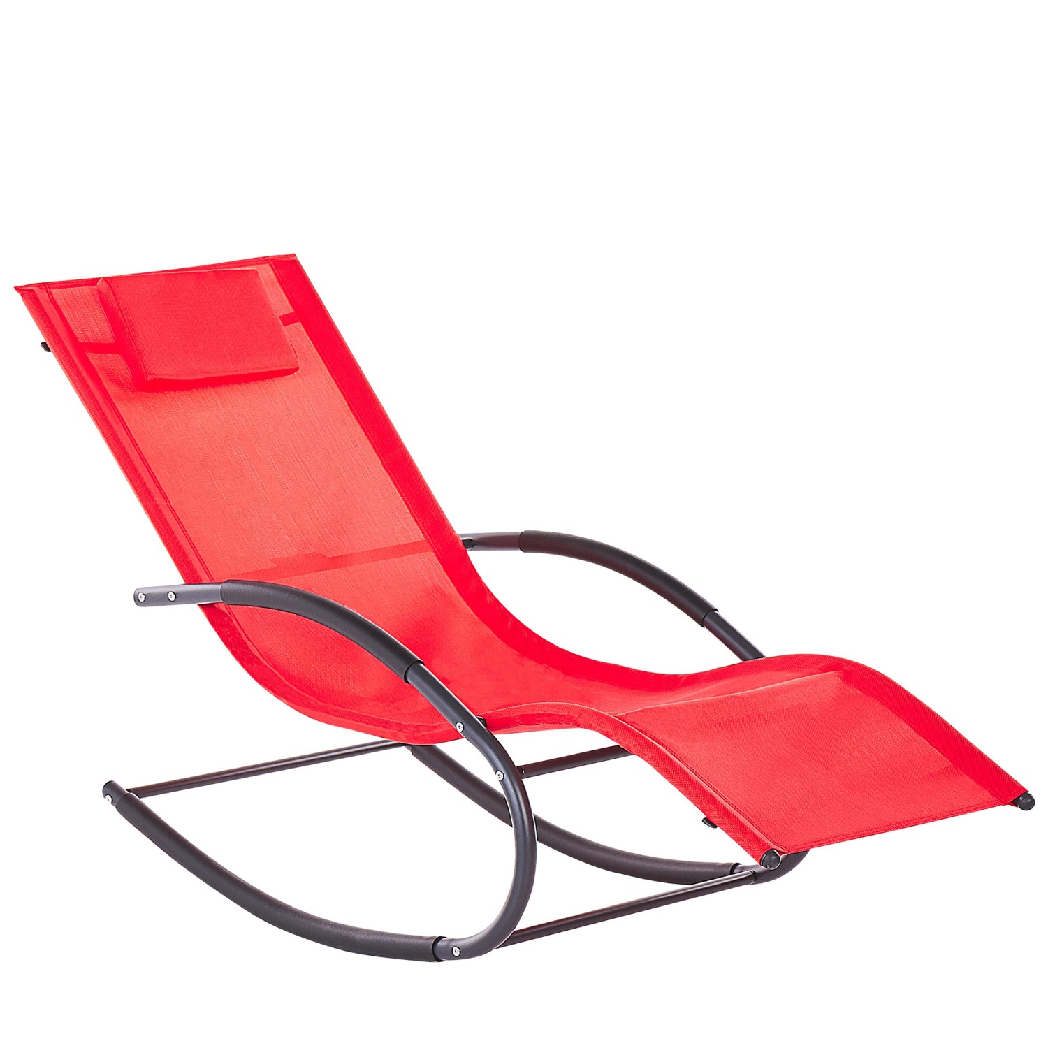 Beliani Gartenliege Rot Schwarz 155x60x90 günstig online kaufen