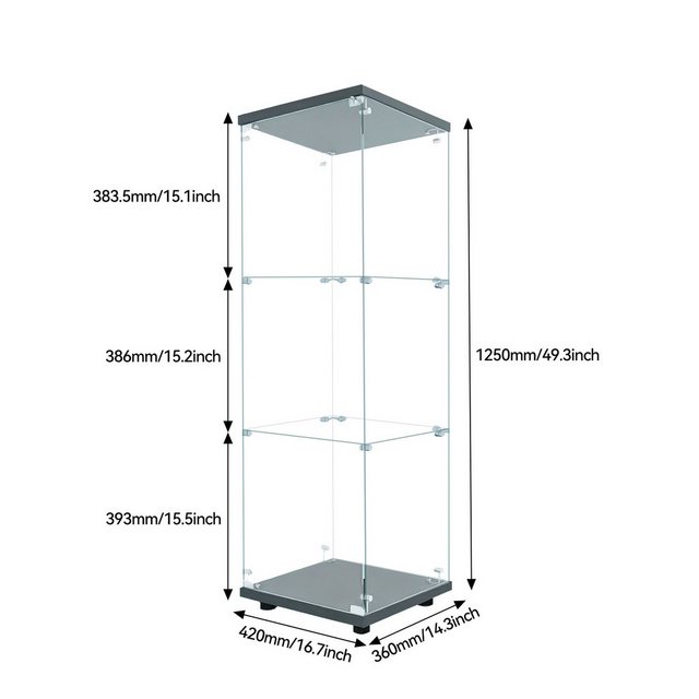 FUROKOY Glasvitrine Glas Standvitrinen, Drei/Zweifach-Vitrine aus gehärtete günstig online kaufen