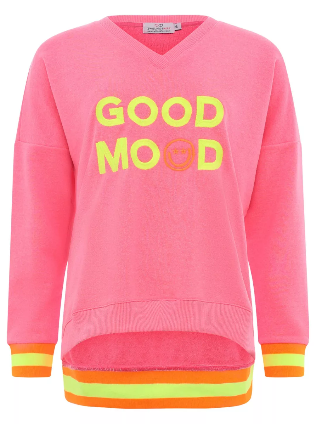 Zwillingsherz Sweatshirt "Dana", mit "Good Mood"-Schriftzug und neonfarbene günstig online kaufen