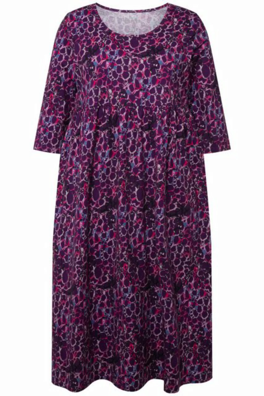 Ulla Popken Sommerkleid Jerseykleid bedruckt A-Linie Rundhals 3/4-Arm günstig online kaufen