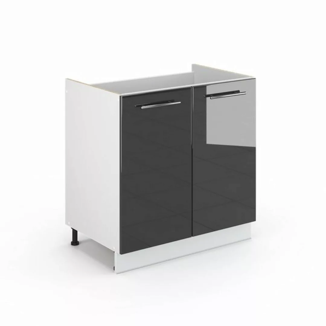 Vicco Spülenunterschrank Fame-Line, Anthrazit Hochglanz/Weiß, 80 cm, AP Eic günstig online kaufen