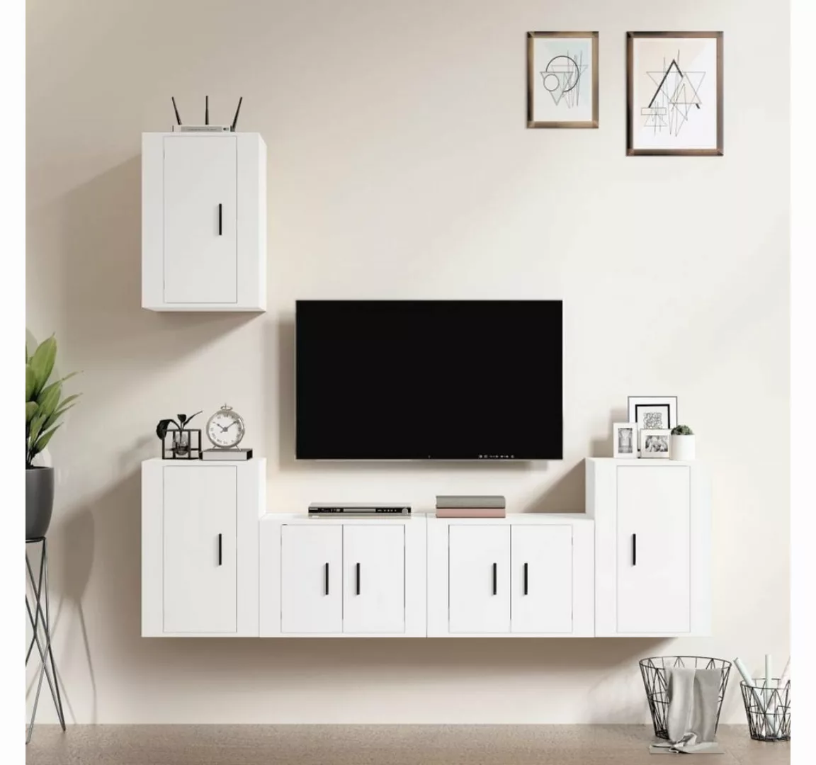 furnicato TV-Schrank 5-tlg. TV-Schrank-Set Weiß Holzwerkstoff günstig online kaufen