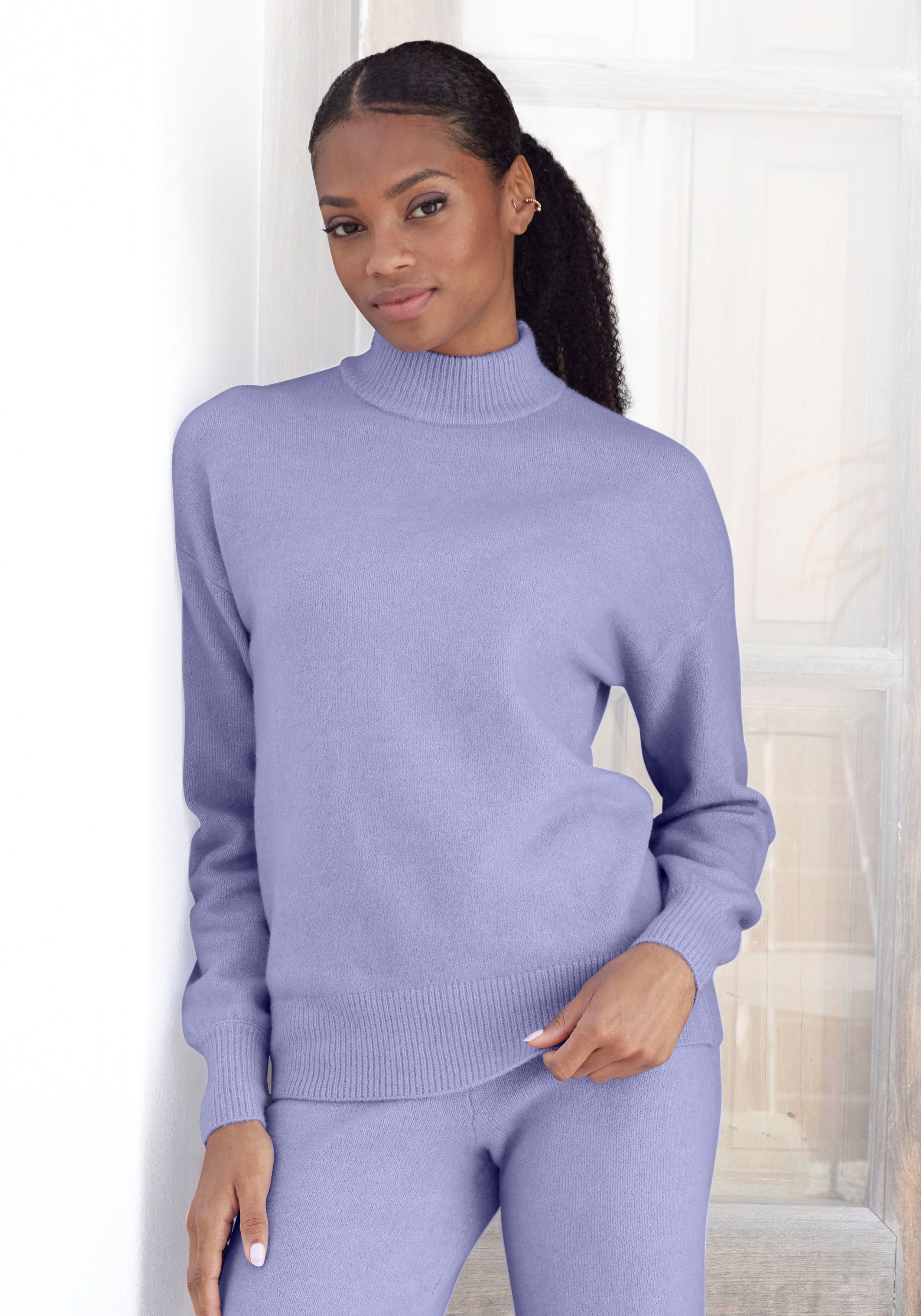 LASCANA Strickpullover, mit Stehkragen und Rippbündchen, Loungewear günstig online kaufen