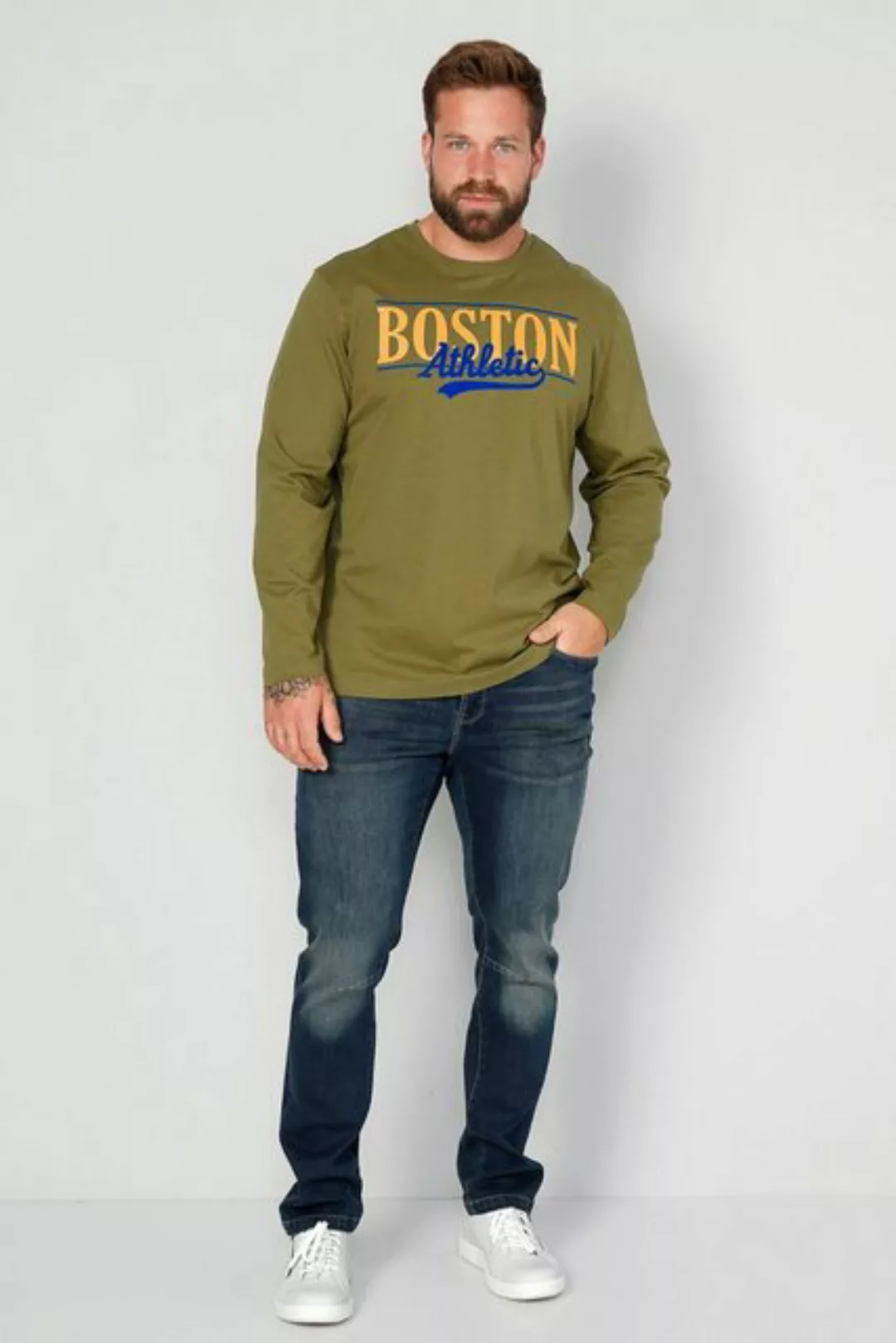 Boston Park T-Shirt Boston Park Langarmshirt großer Print Rundhals günstig online kaufen