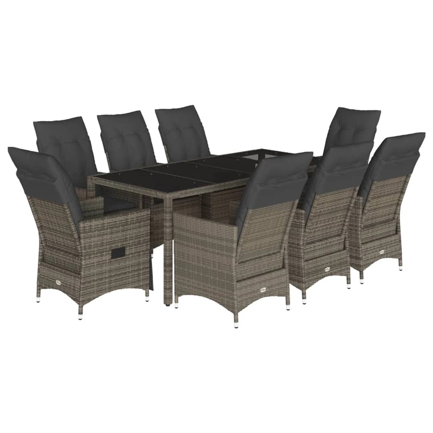 vidaXL 9-Tlg Garten-Essgruppe mit Kissen Grau Poly Rattan 3276743 günstig online kaufen