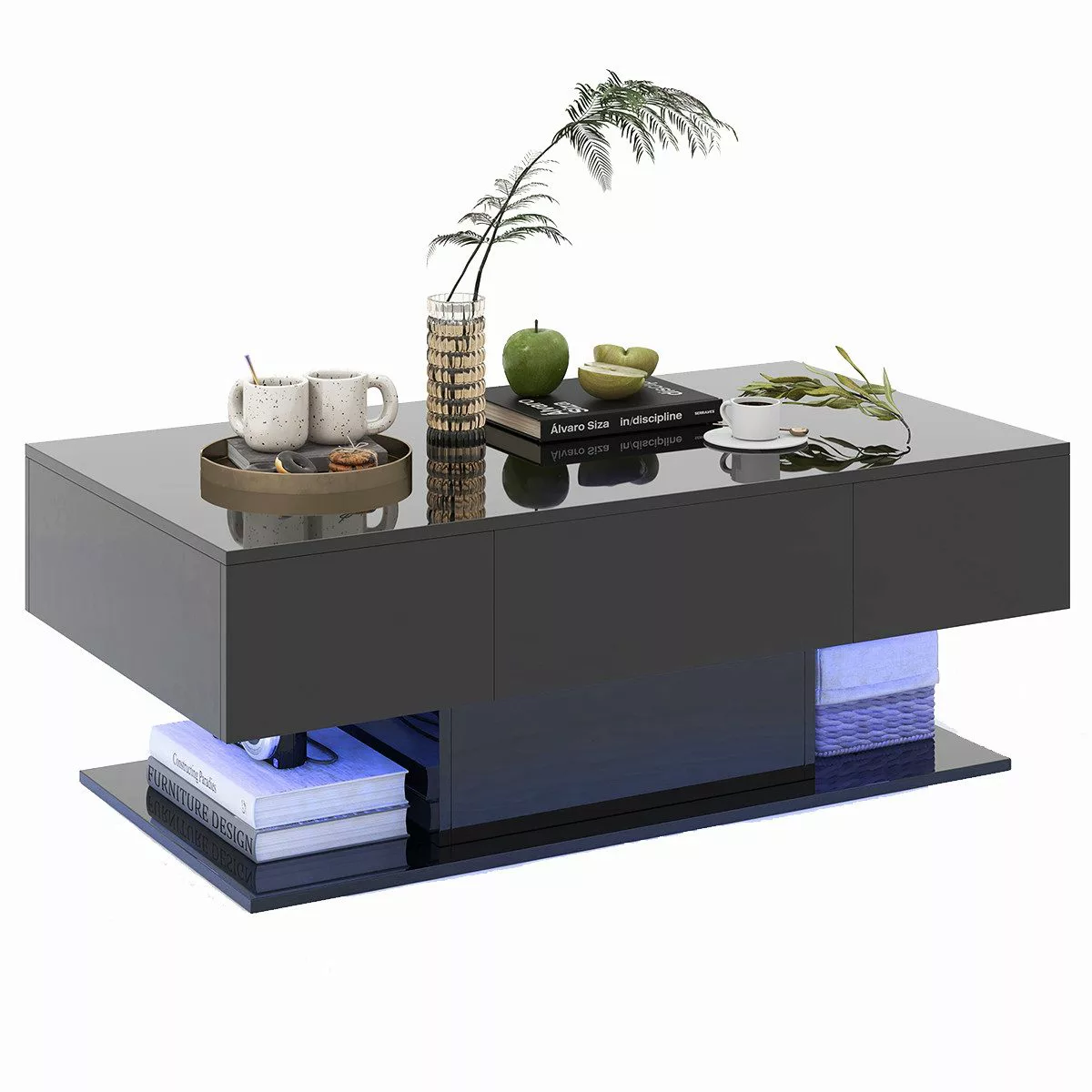 COSTWAY Couchtisch, LED, Hochglanz, 20 Farbeneinstellbar günstig online kaufen