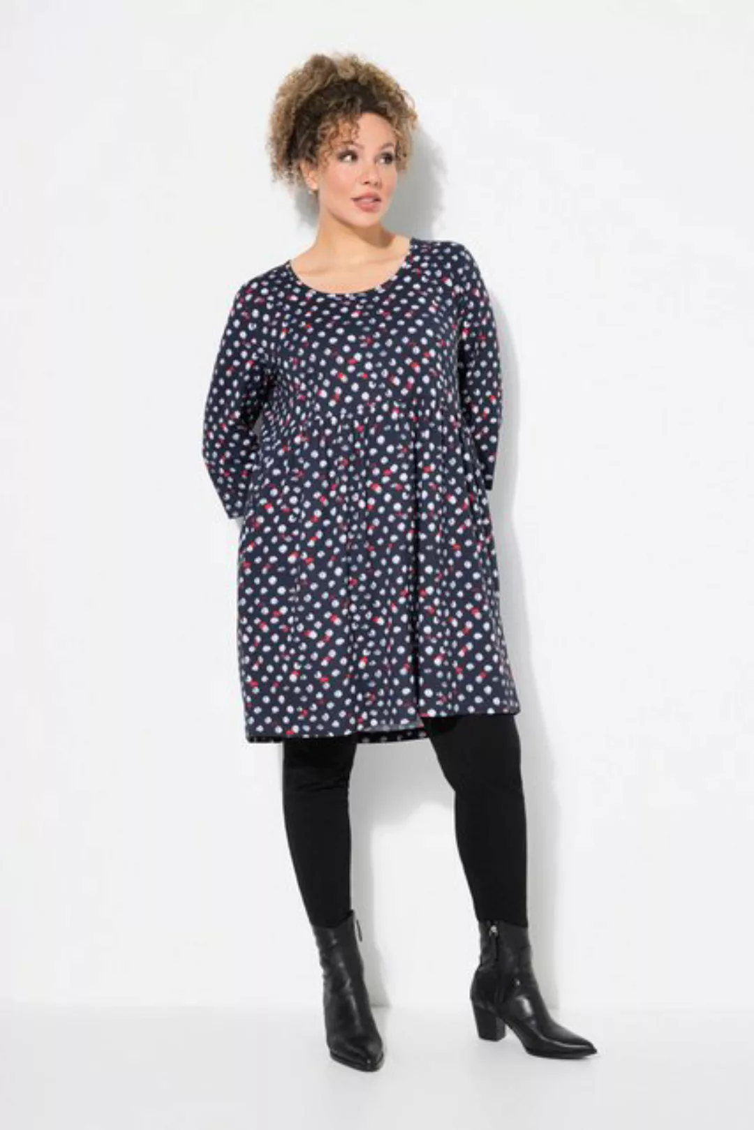 Ulla Popken Longshirt Longshirt Punkte A-Linie Rundhals 3/4-Arm günstig online kaufen