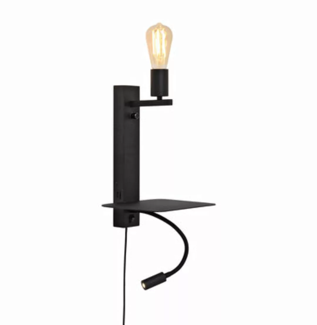 Wandleuchte mit Stromkabel Florence metall schwarz / LED-Leseleuchte, Regal günstig online kaufen