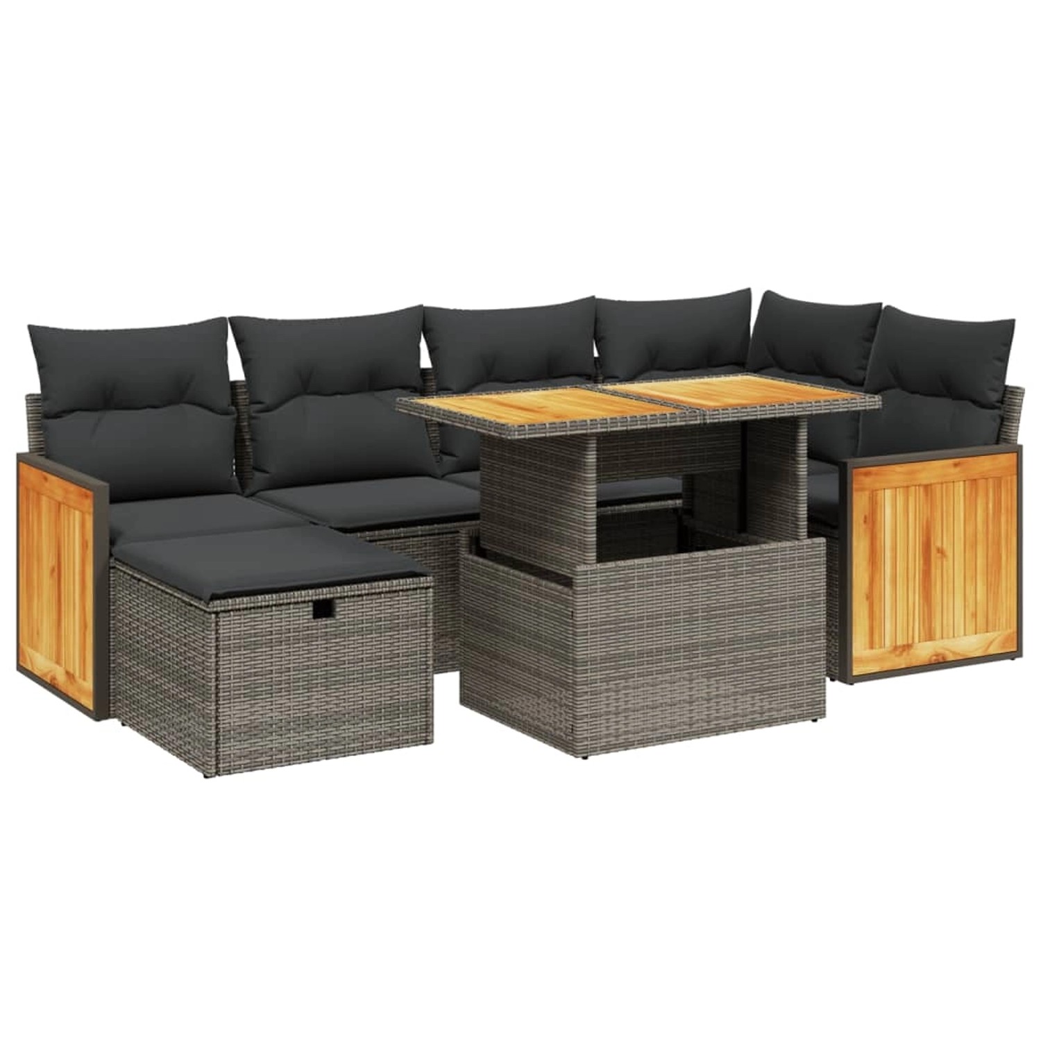 vidaXL 7-Tlg Garten-Sofagarnitur mit Kissen Grau Poly Rattan 3276252 günstig online kaufen