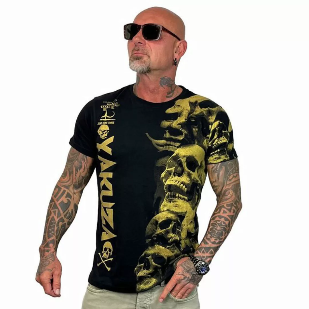 YAKUZA T-Shirt VIP Graveyard mit goldenem Metallic-Print günstig online kaufen