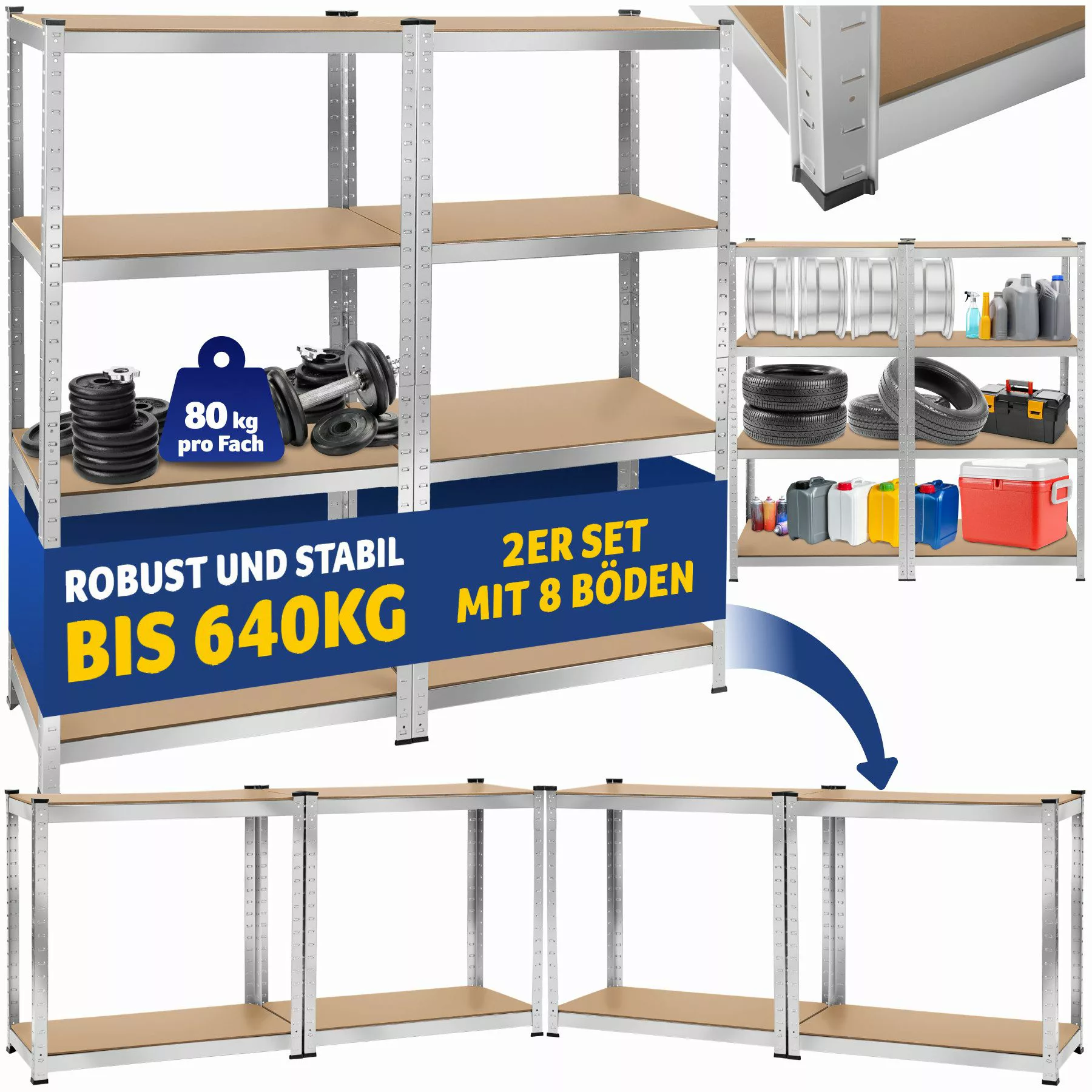 tectake Schwerlastregal, Komplett-Set., Stabil günstig online kaufen